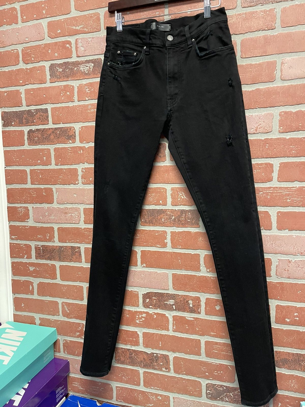 Amiri Size 31 - AMIRI Stacked Skinny Jeans Black Distressed Size US 31 - 3 Thumbnail