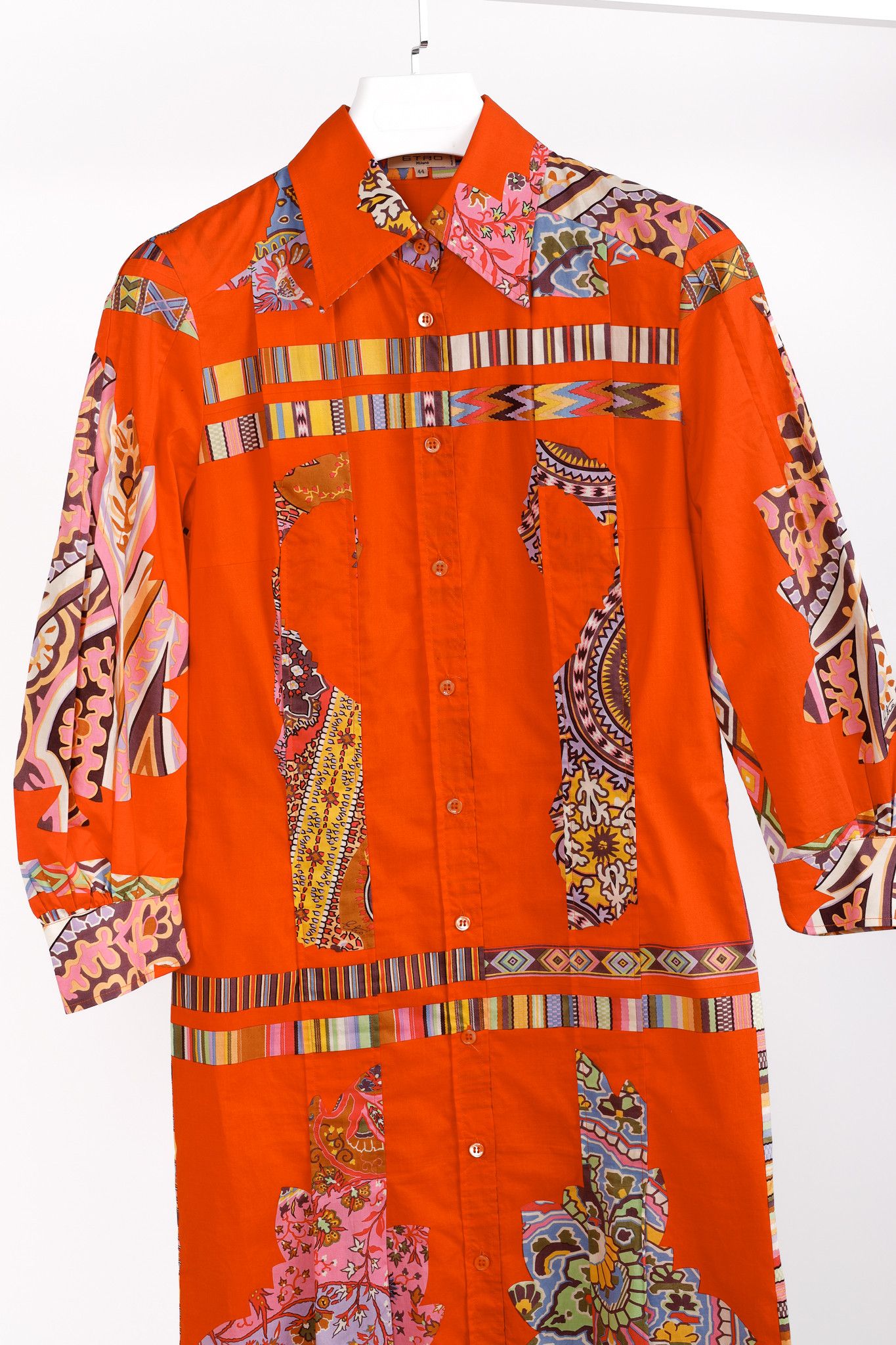 Etro Etro Vintage Orange Printed Cotton Shirt Dress Size M / US 6-8 / IT 42-44 - 3 Thumbnail