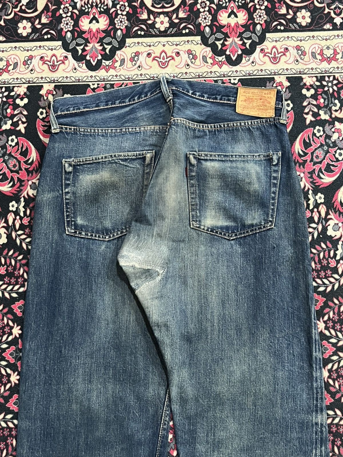 The Real McCoy's Joe McCoy & Co Lot 905 Dark Faded Distressed Selvedge Jeans Size US 34 / EU 50 - 9 Thumbnail
