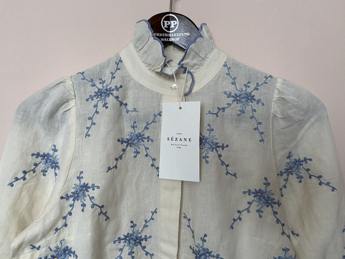Sezane NWT Sezane Ambre Shirt Blue Bouquet Embroidery Size XS / US 0-2 / IT 36-38 - 6 Thumbnail
