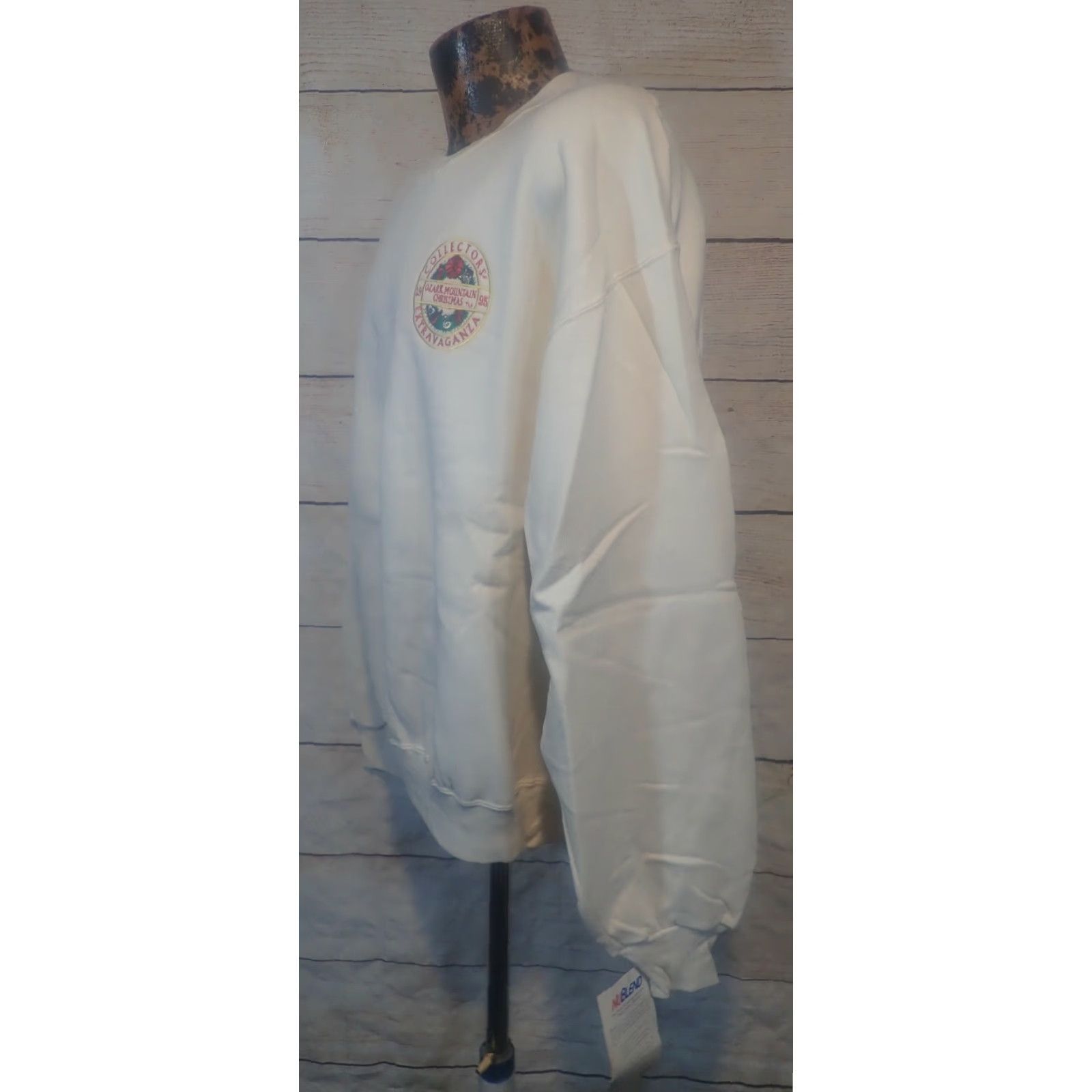 Jerzees Vintage JERZEES White Mens NWT Sweatshirt Super Sweats Embroidered Logo Made in USA Size US L / EU 52-54 / 3 - 2 Thumbnail