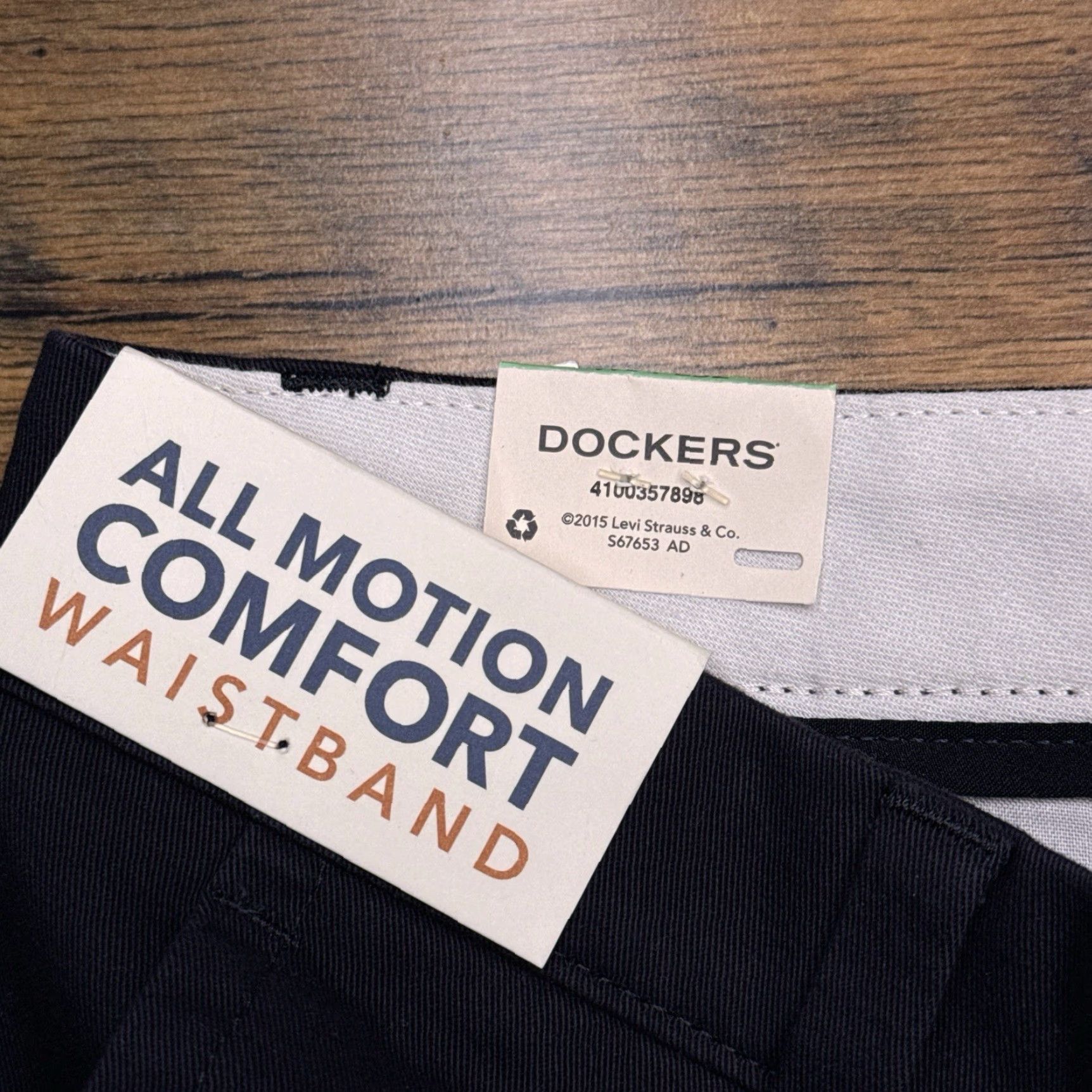 Dockers DOCKERS Slim Khakis Pants Mens 34x32 Navy Blue Tapered Stretch Flat Front Casual Workwear - New Size US 34 / EU 50 - 7 Thumbnail