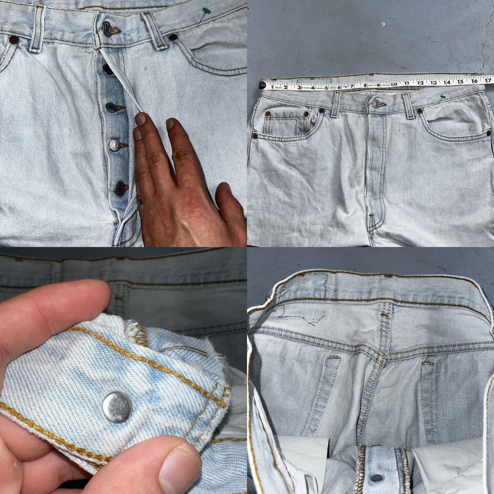 Levi's VINTAGE Levi's 501 Jeans Men 36x32 Light Wash Straight 90s USA 501 Series Classic Comfort Jeans (Light) Size US 36 / EU 52 - 8 Thumbnail