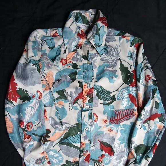 Arrow Vintage Lady Arrow Floral Polyester Disco Shirt Size XL / US 12-14 / IT 48-50 - 2 Thumbnail