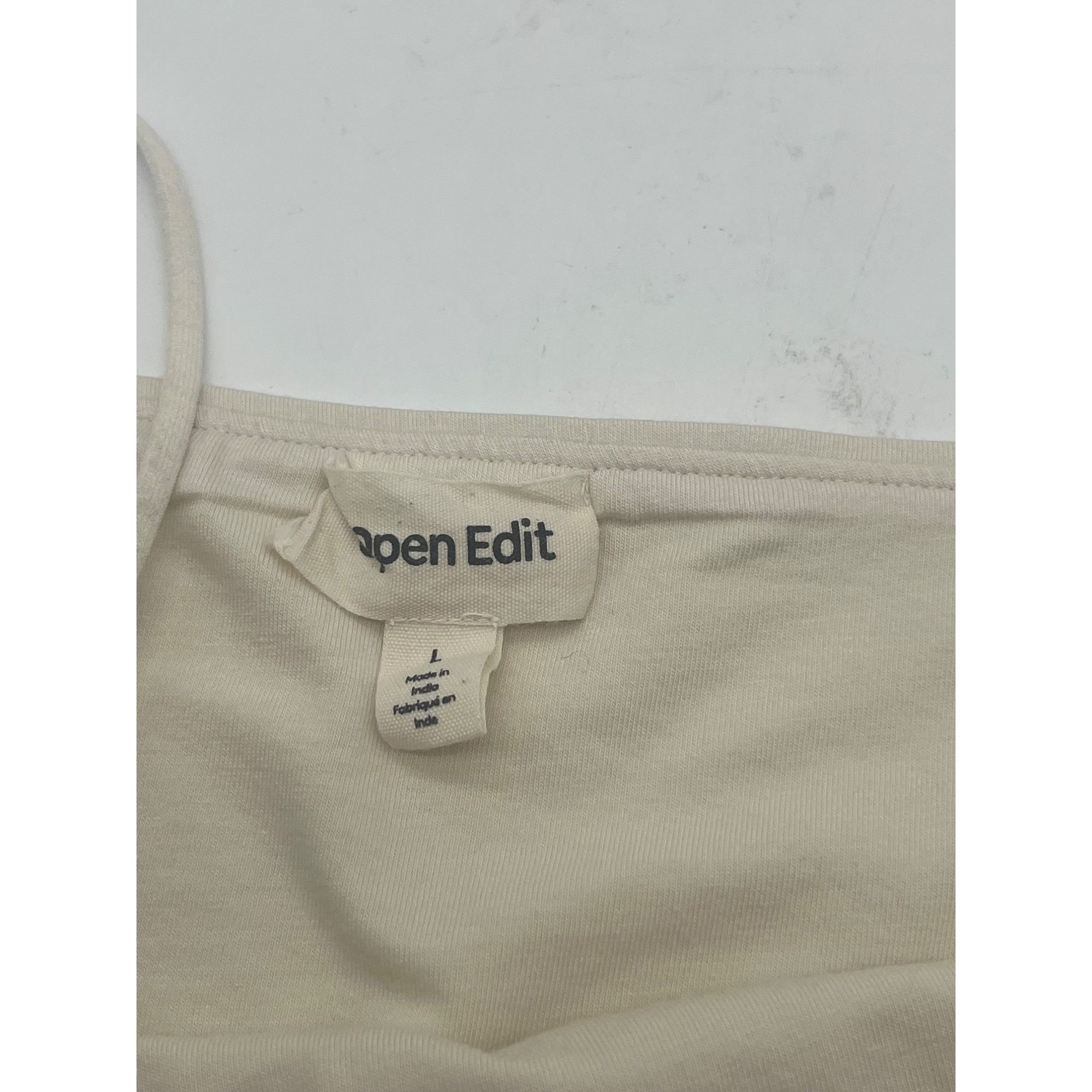 Other Open Edit Women's Spaghetti Strap Crop Tank Top, Ivory Dove, Size L / US 10 / IT 46 - 5 Thumbnail