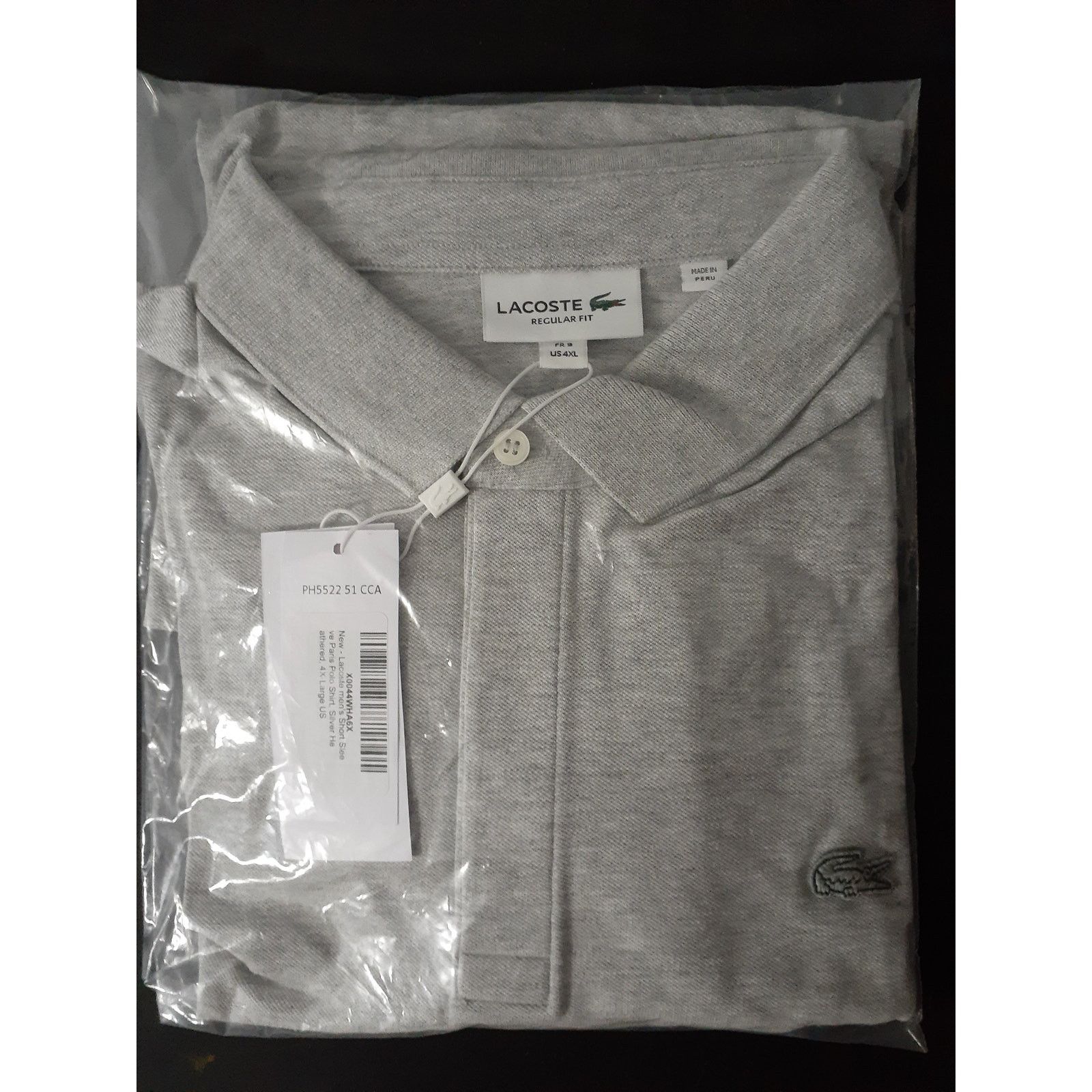 Lacoste Lacoste Men's Short Sleeve Paris Polo Silver Heathered 4XL Size US XXL / EU 58 / 5 - 2 Thumbnail