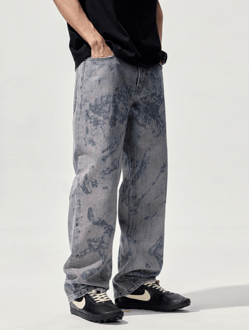 Japanese Brand × Jean Trendy heavy distressed straight loose tie-dyed jeans Size US 32 / EU 48 - 3 Thumbnail