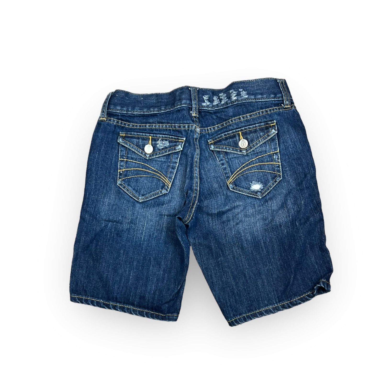 Decree Decree | Y2K Distressed 5 Pocket Bermuda Denim Short | 3 Size 26" / US 2 / IT 38 - 2 Thumbnail