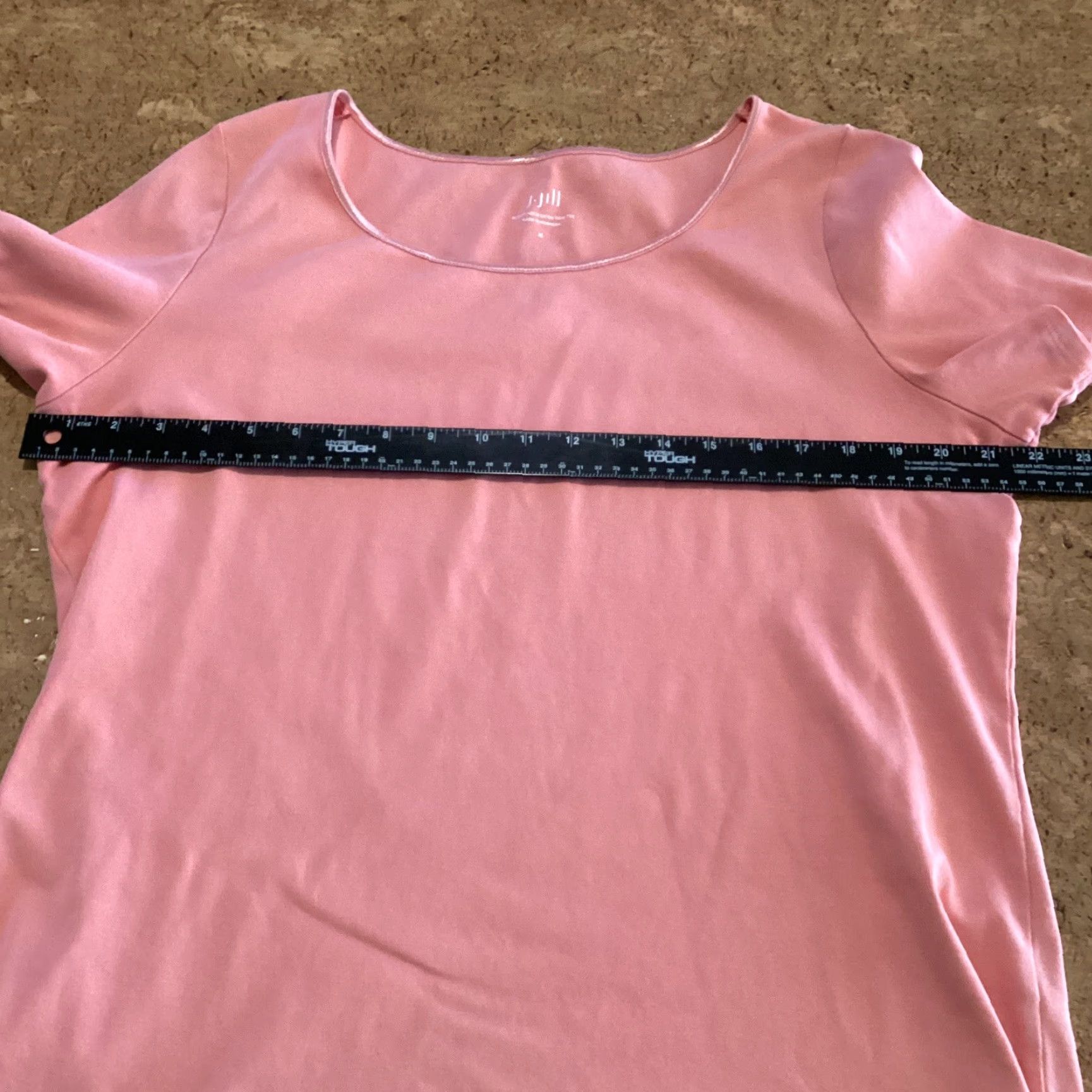 J. Jill J Jill Top Women XL Salmon Pink Satin Trim Tee Scoop Neck Short Sleeve Cotton T-Shirt Size XL / US 12-14 / IT 48-50 - 7 Thumbnail