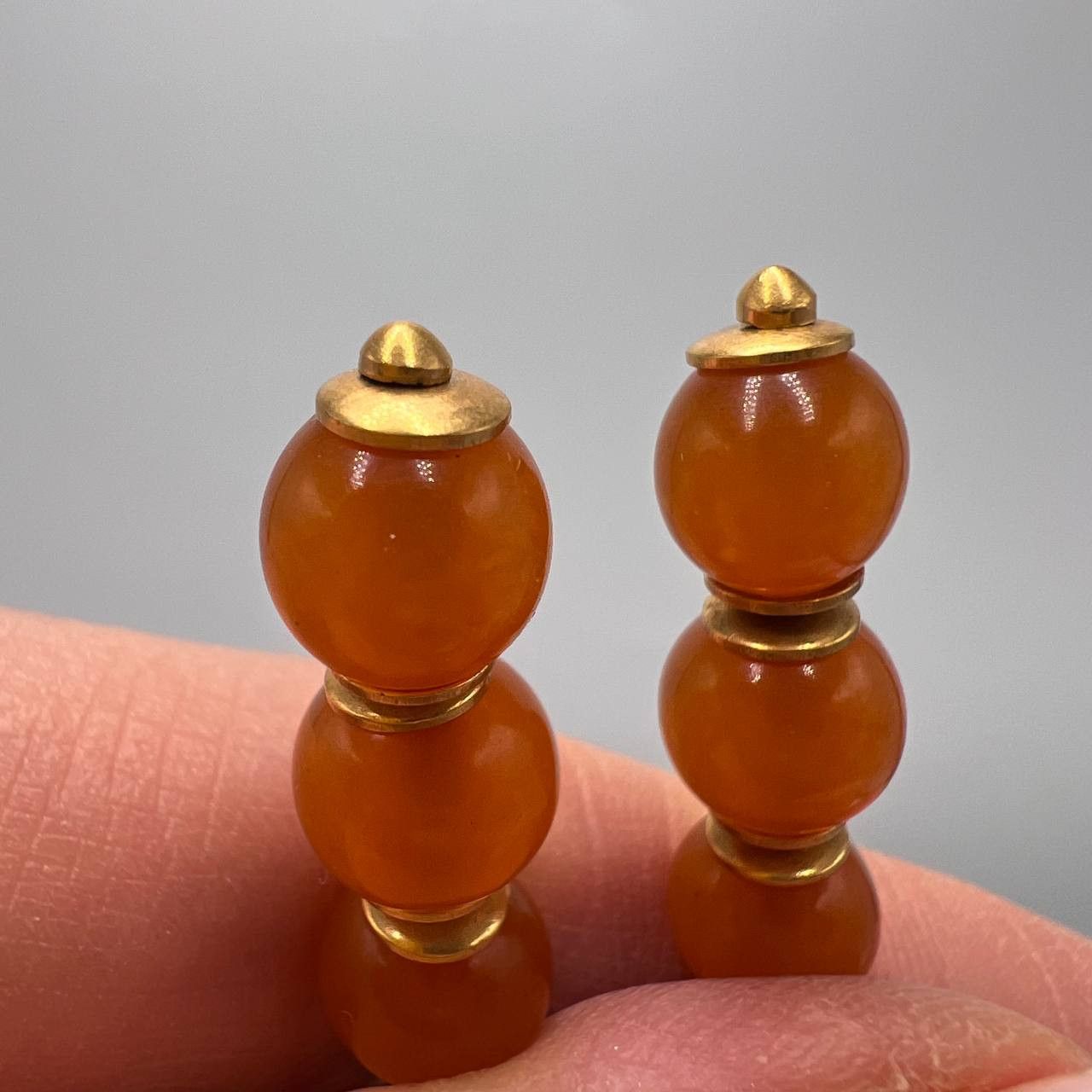 Jewelry Vintage USSR Earrings Gold Plated Silver 875 Baltic Amber Size ONE SIZE - 8 Thumbnail