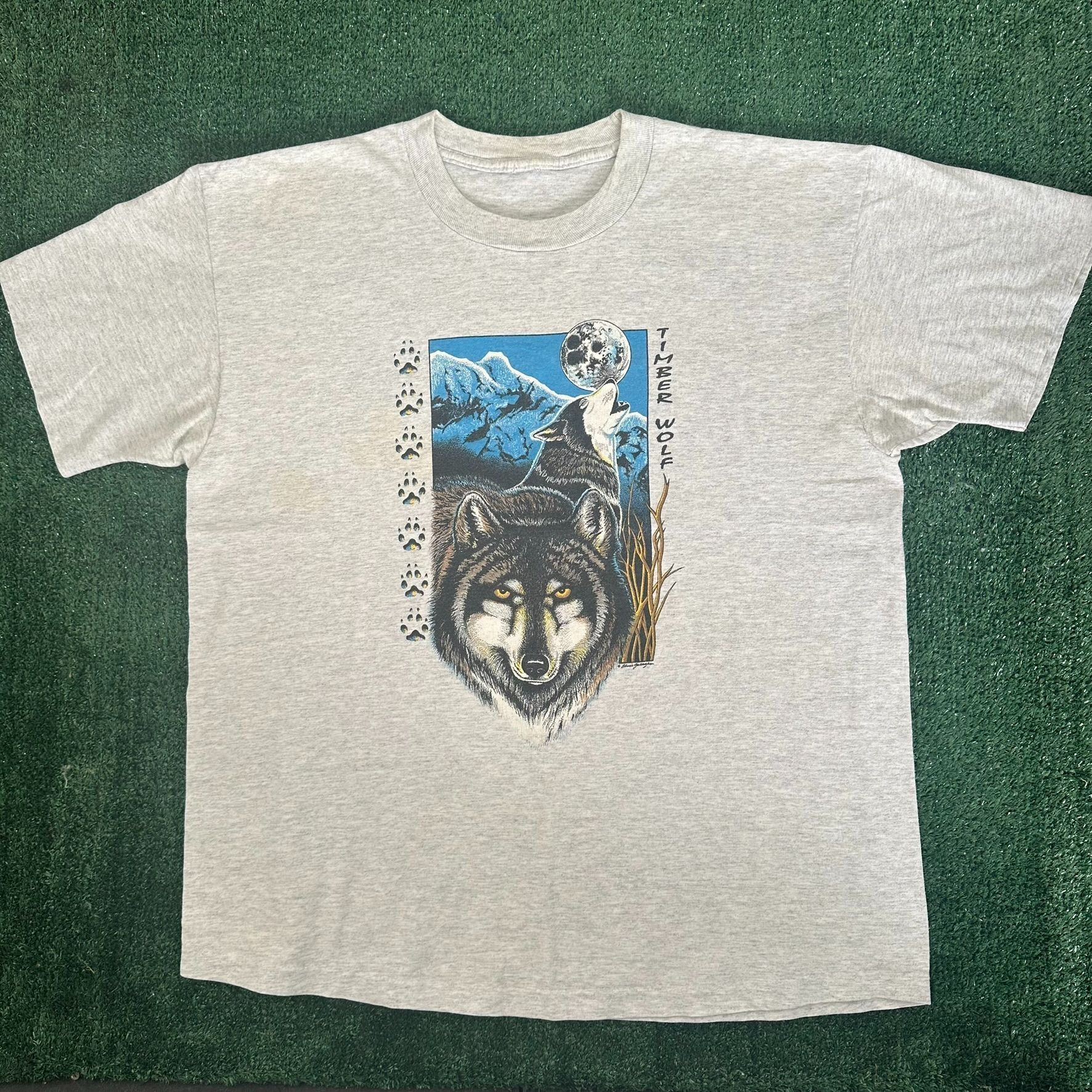 Vintage Vintage 90s Timber Wolf Nature T-Shirt Western Single Stitch Size US XL / EU 56 / 4 - 1 Thumbnail