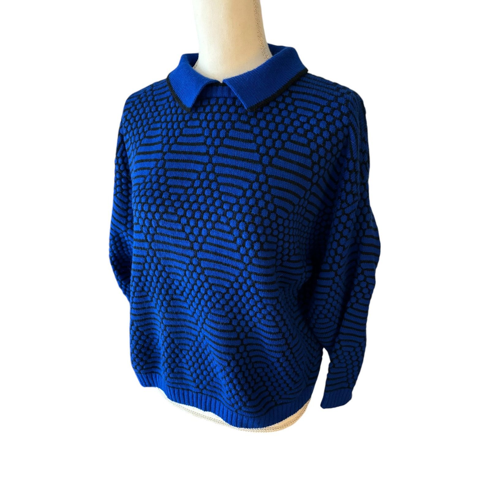 Other Vintage Retro Collared Sweater Objects D'art Blue Black S Size S / US 4 / IT 40 - 1 Thumbnail