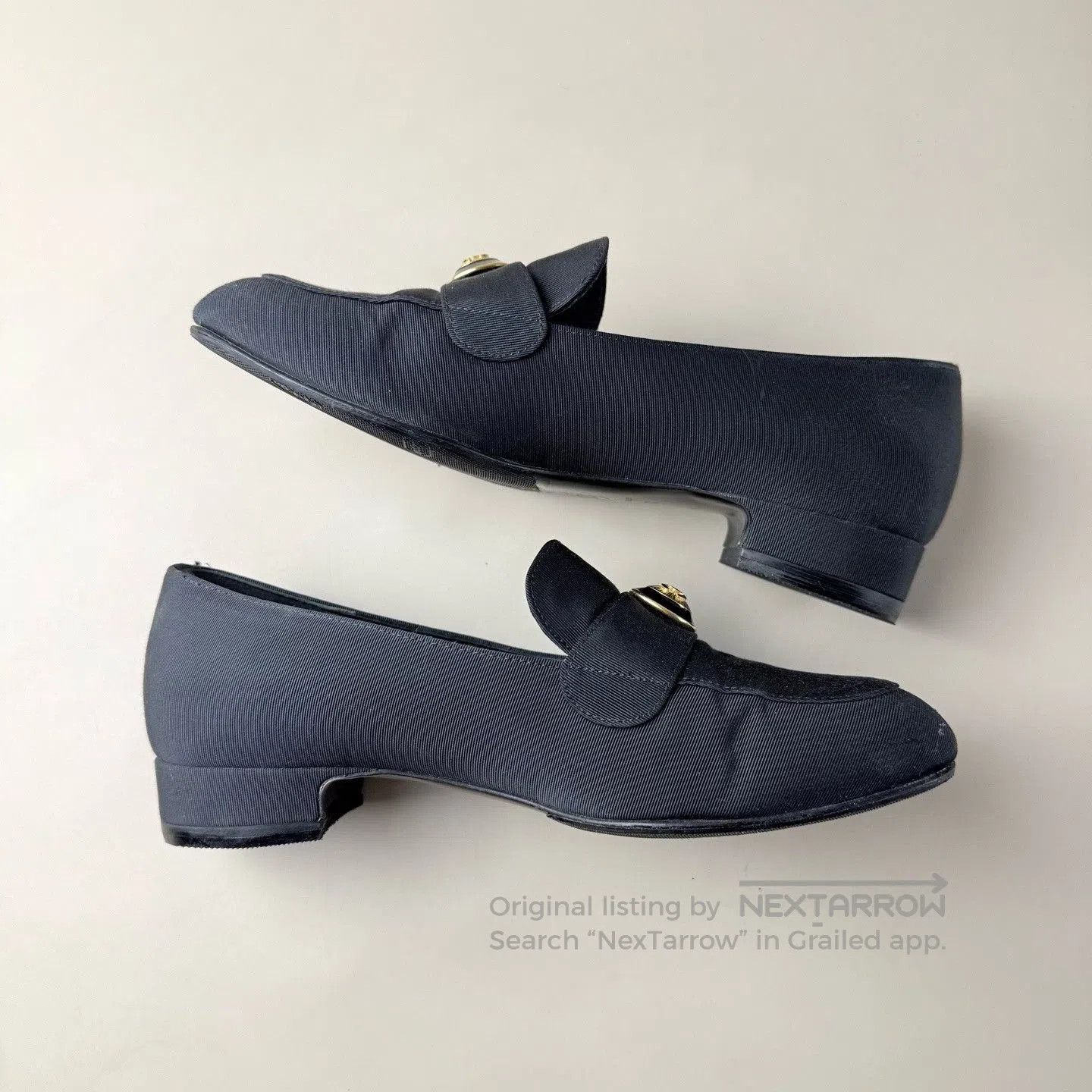 Chanel Chanel Dark Blue Gold Logo Loafers. Size US 4 / IT 34 - 5 Thumbnail