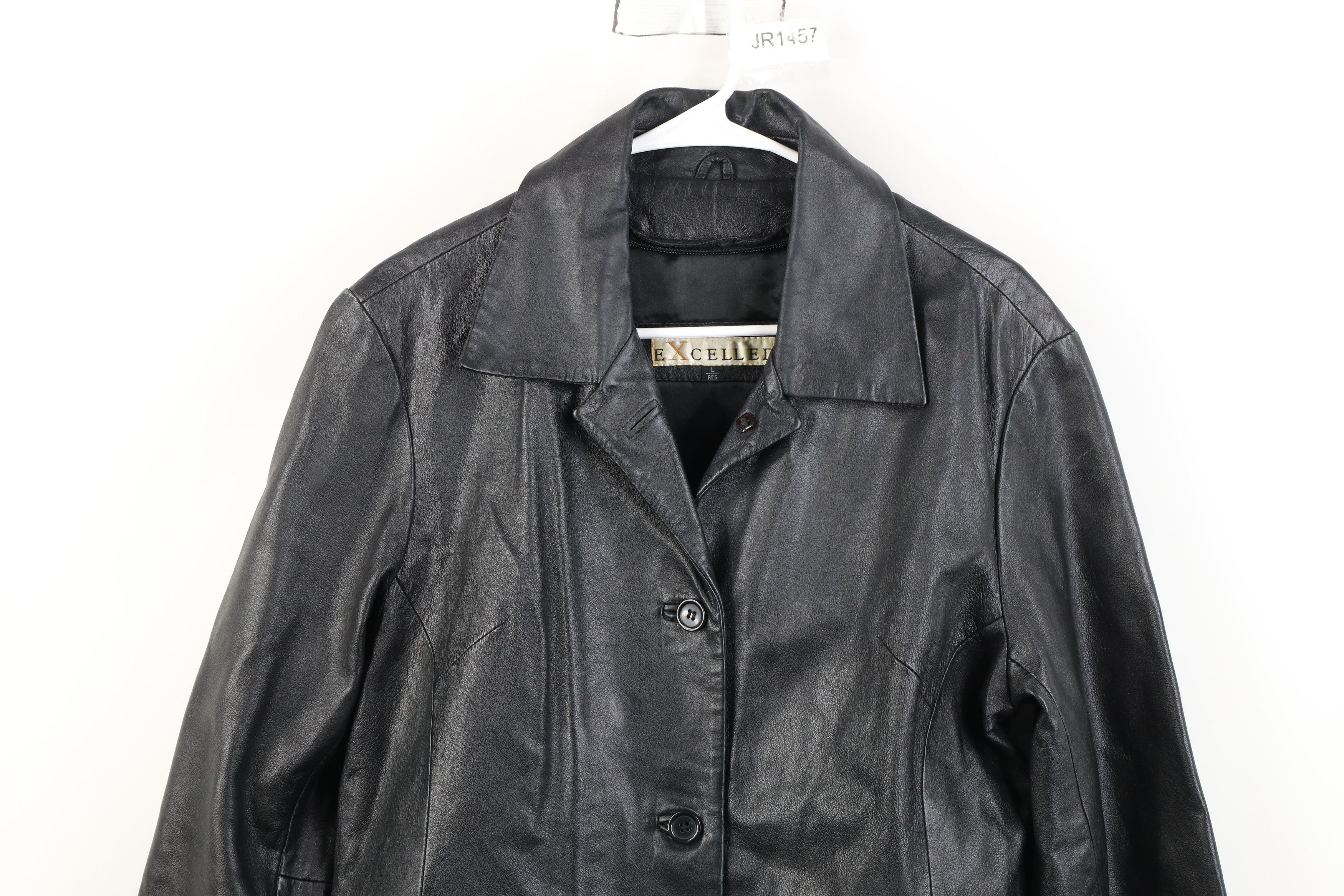Vintage Vintage 90s Streetwear Leather Button Jacket Coat Black Size L / US 10 / IT 46 - 2 Thumbnail
