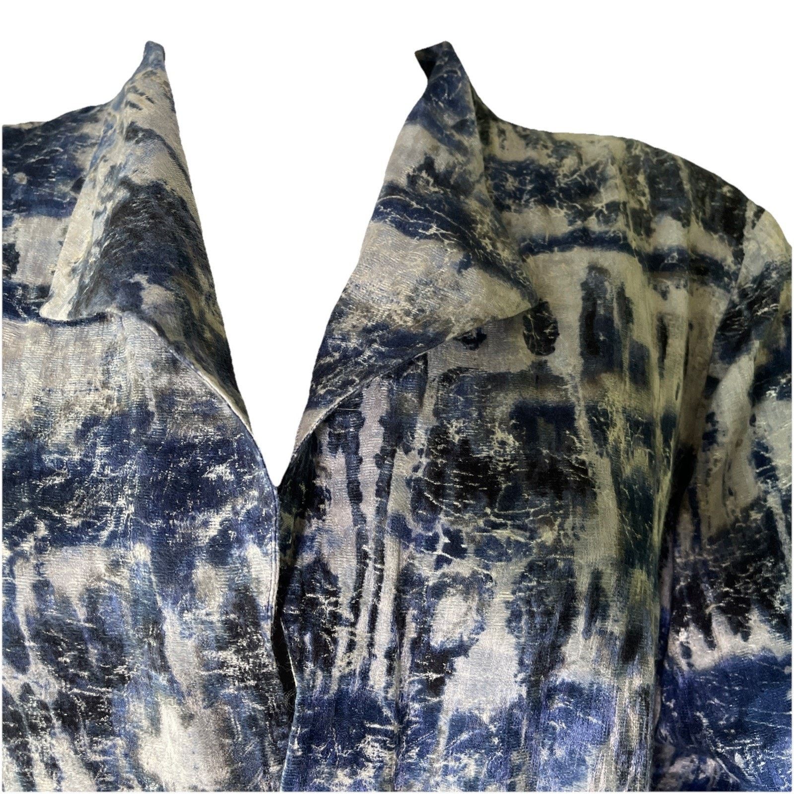 Chicos Chico's Women's Open Front Jacket Lined Tie Dye Gray 3 L Size L / US 10 / IT 46 - 2 Thumbnail