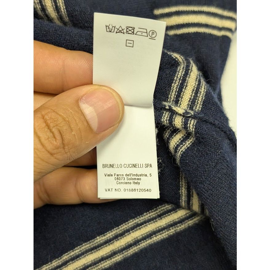 Brunello Cucinelli o1rshd1 CC20 Cashmere Sweater Striped Luxury in Blue Size US M / EU 48-50 / 2 - 16 Thumbnail