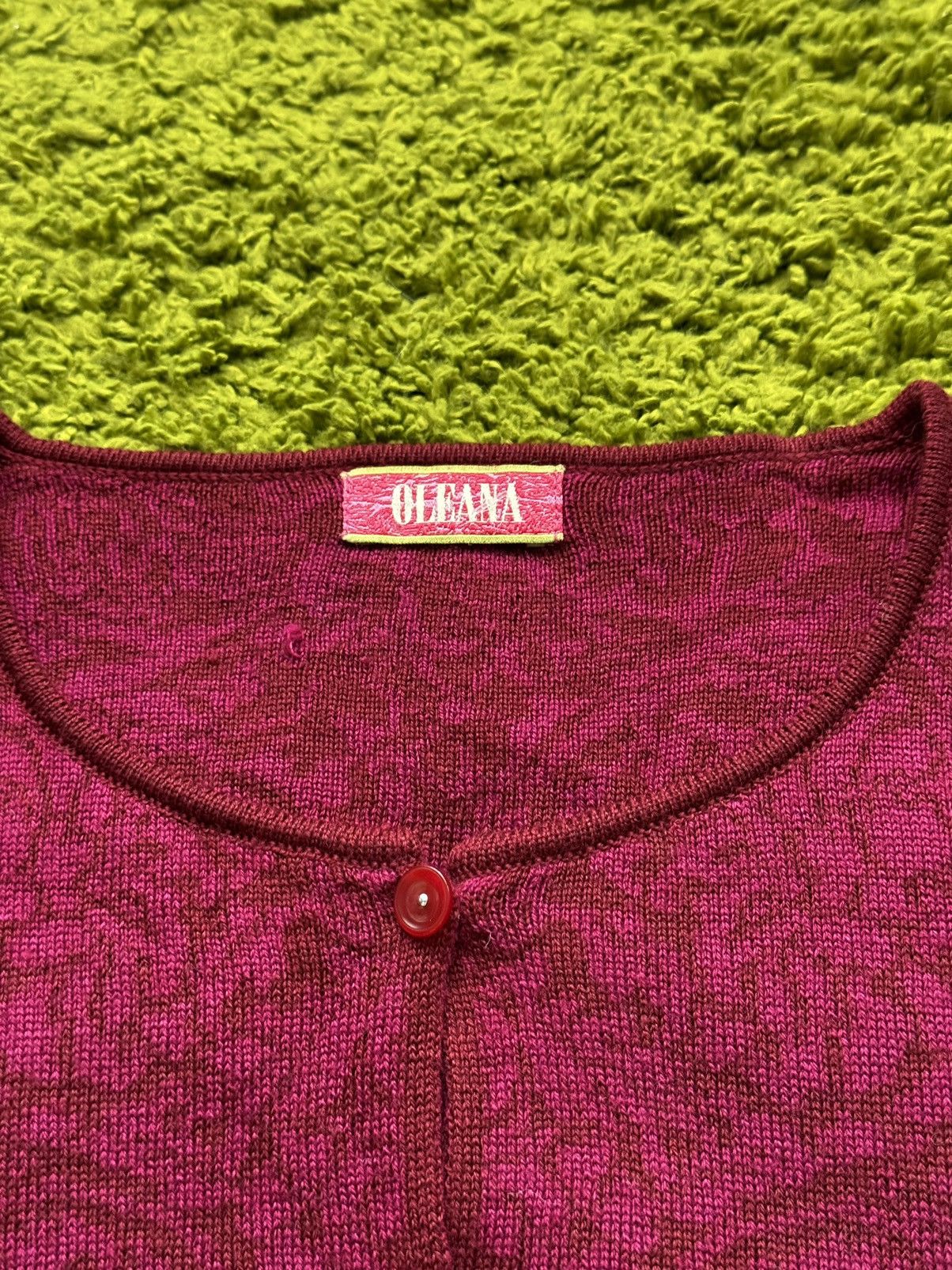 Designer Oleana Avant garde floral pattern wool cardigan sweater Size M / US 6-8 / IT 42-44 - 3 Thumbnail