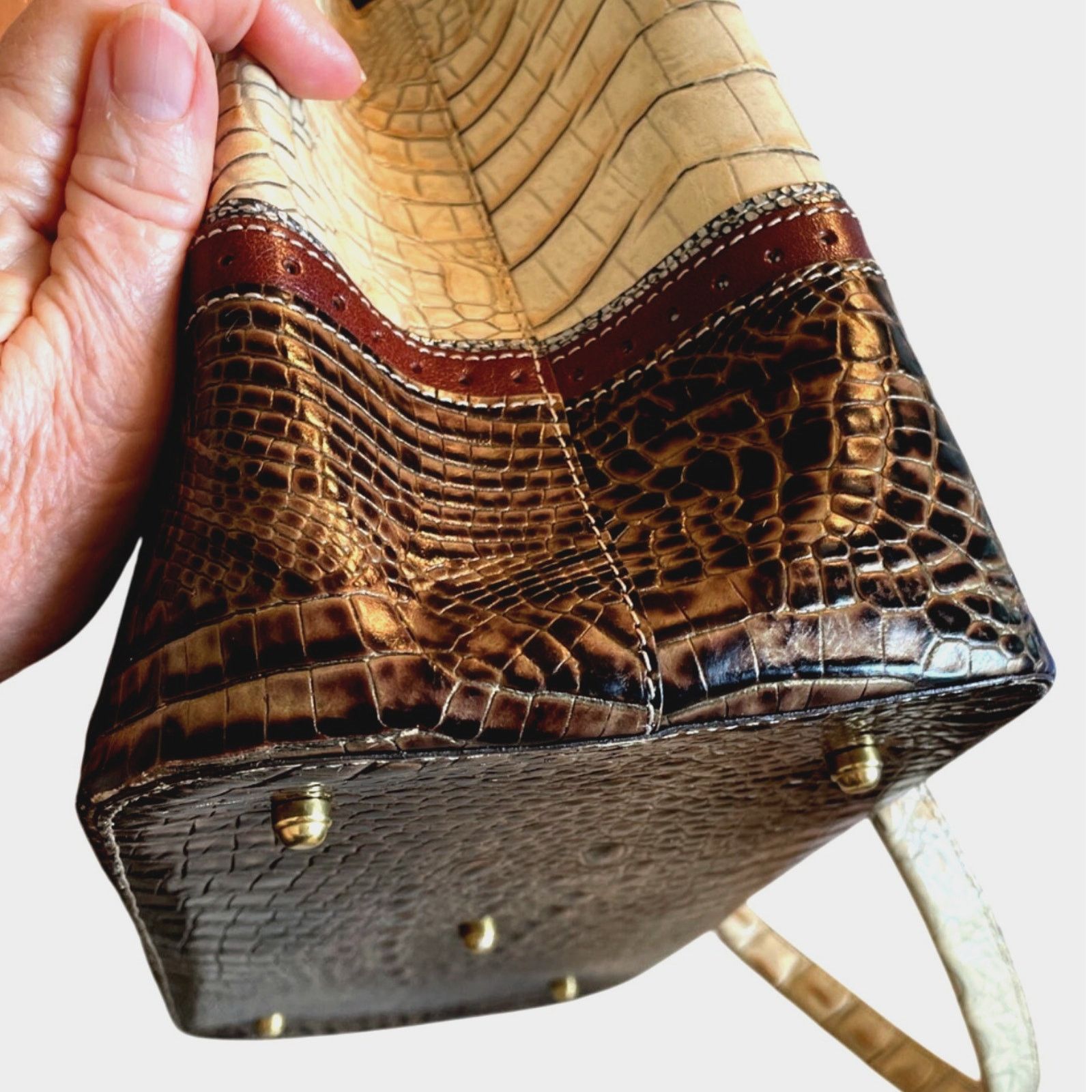BRAHMIN Brahmin Vintage Melbourne Leather Shoulder Bag Croc Embossed Size ONE SIZE - 10 Thumbnail