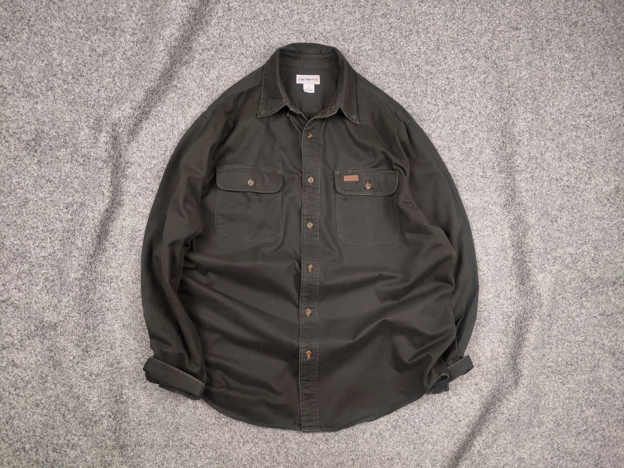 Carhartt Vintage 90's Carhartt Canvas Baggy Button Shirt USA Style Size US L / EU 52-54 / 3 - 1 Thumbnail