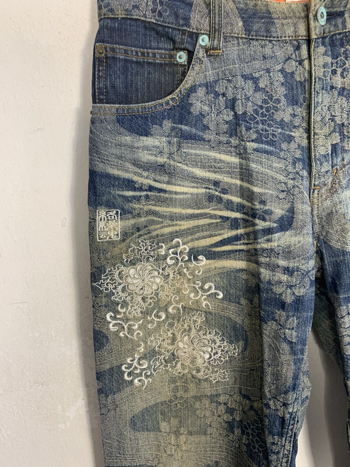 Karakuri Tamashii Karakuri Tamashi Embroidery Dragon Logo Indigo Denim Jeans Size US 32 / EU 48 - 6 Thumbnail