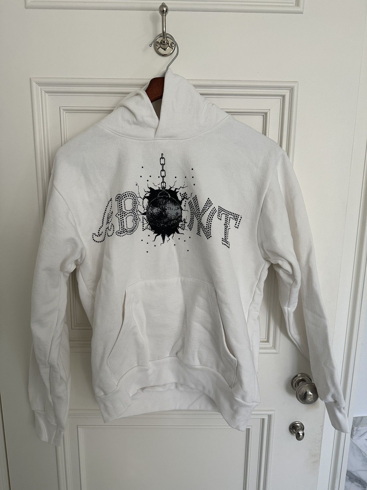 image of Absent Rhinestone Hoodie in White, Men's (Size Small)