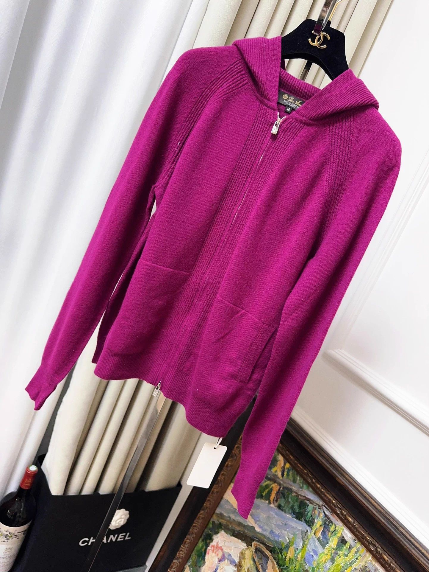 Loro Piana LP fuchsia cashmere knit jacket 40 Size M / US 6-8 / IT 42-44 - 1 Thumbnail