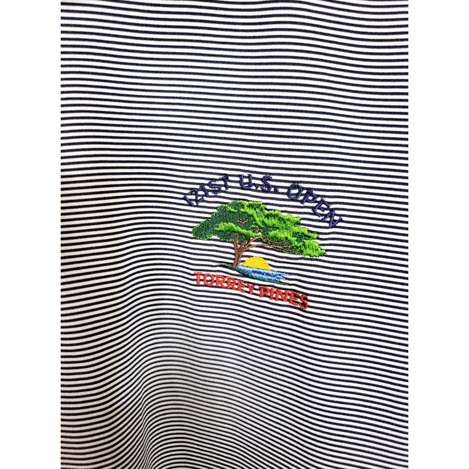 Vintage VINTAGE? No — Fairway & Greene Shirt Polo XL Blue Striped 121st US Open Golf Torrey Pines Mens XL Blue Striped Polo Shirt Size US XL / EU 56 / 4 - 5 Thumbnail