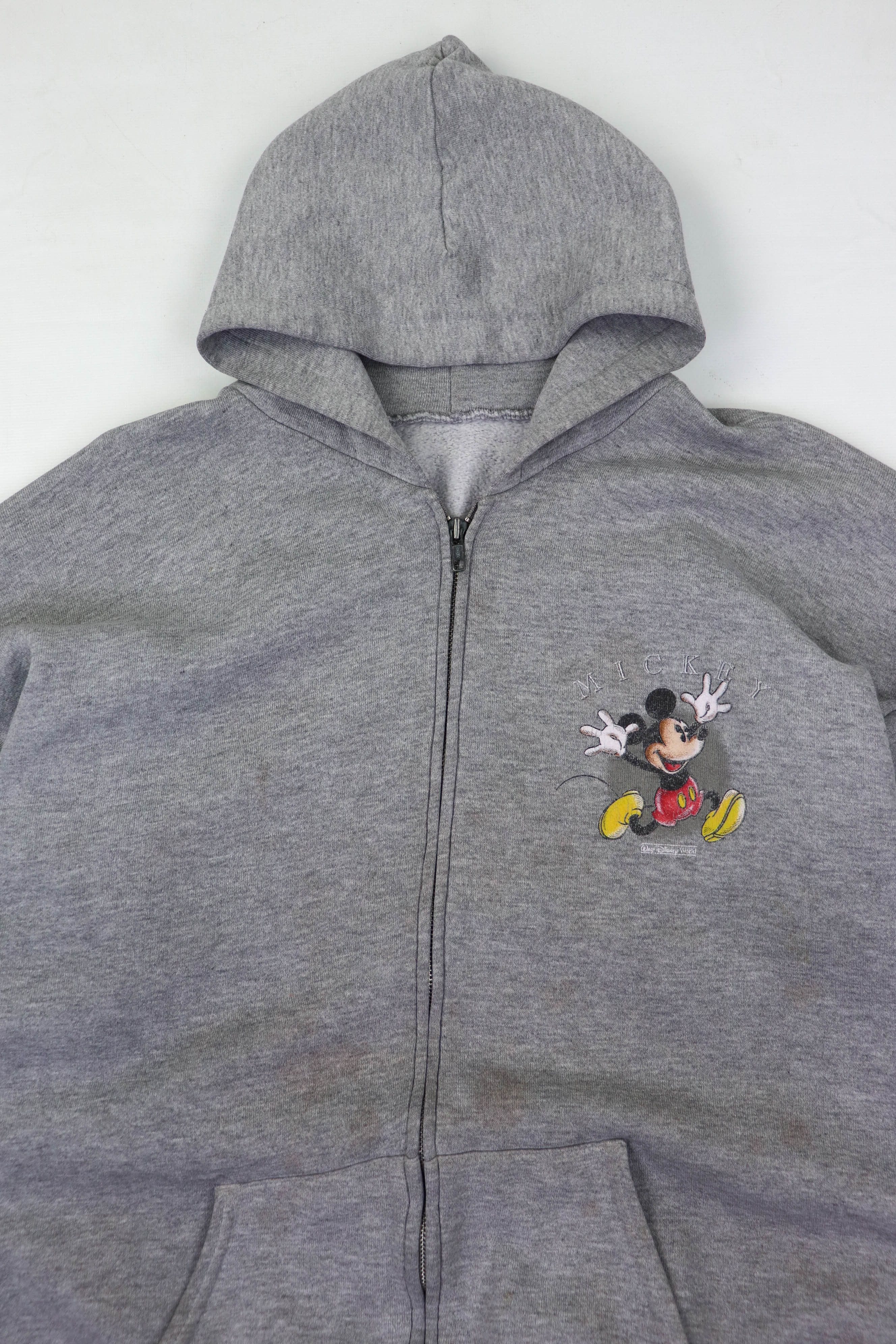 Disney 80-90s Vintage Disney Mickey Mouse Heather Gray Zip Hoodie Size US XL / EU 56 / 4 - 3 Thumbnail