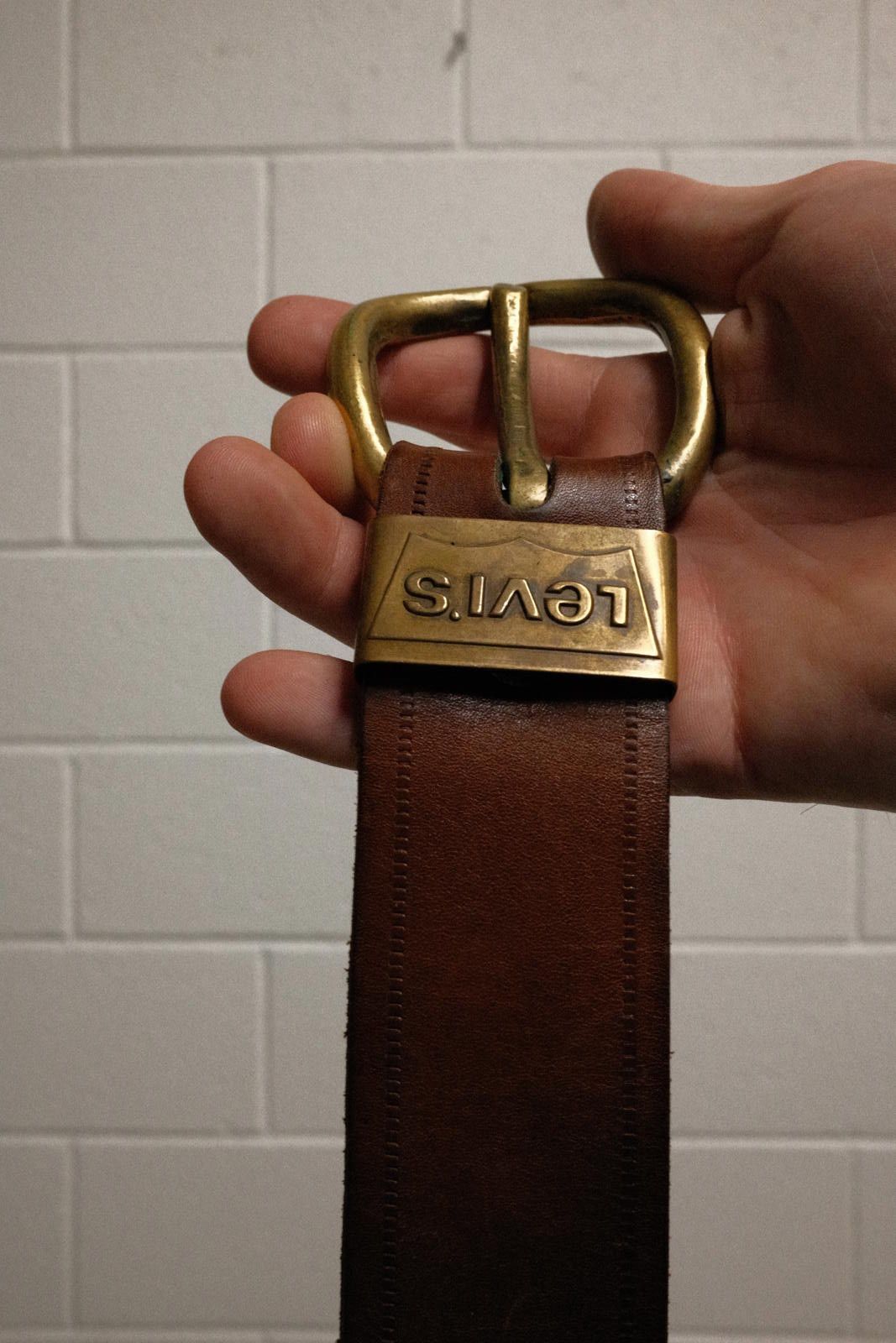 Levi's Levi's Classic Brown Leather Belt with Brass Buckle Size ONE SIZE - 1 Thumbnail