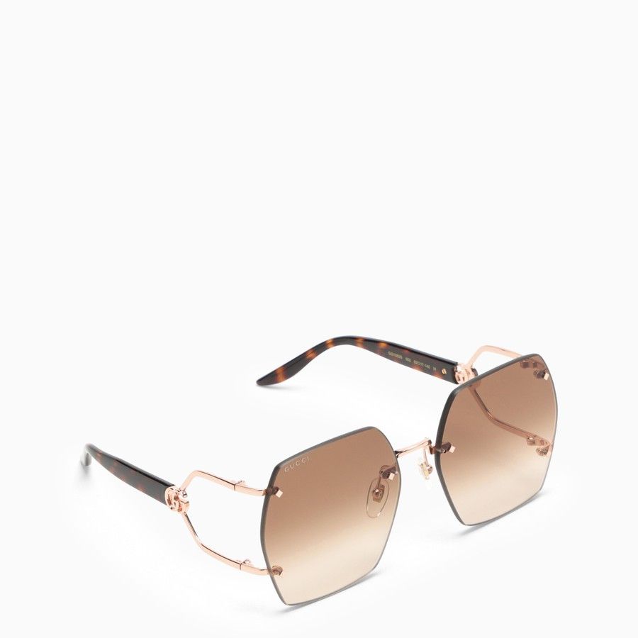 Gucci o1d2blof0824 Size: OS / Hexagonal Sunglasses in Brown Size ONE SIZE - 1 Thumbnail