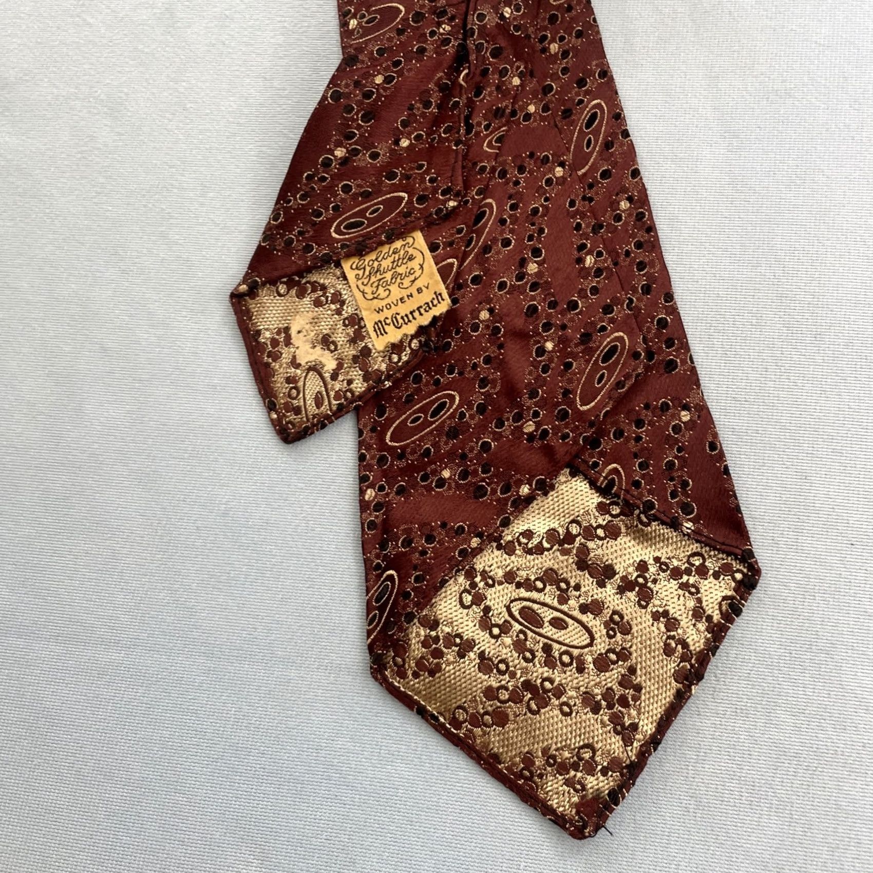 MCM VINTAGE Golden Shuttle Fabric McCurrach Tie Woven Foulard Red White Dots 4x56 Silk Neckwear Tie Men MCM Vintage Rockabilly Capsule 1940s Size ONE SIZE - 5 Thumbnail