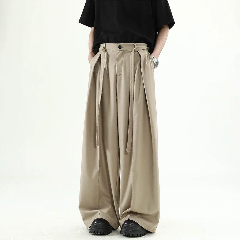 Japanese khaki loose wide-leg casual trousers