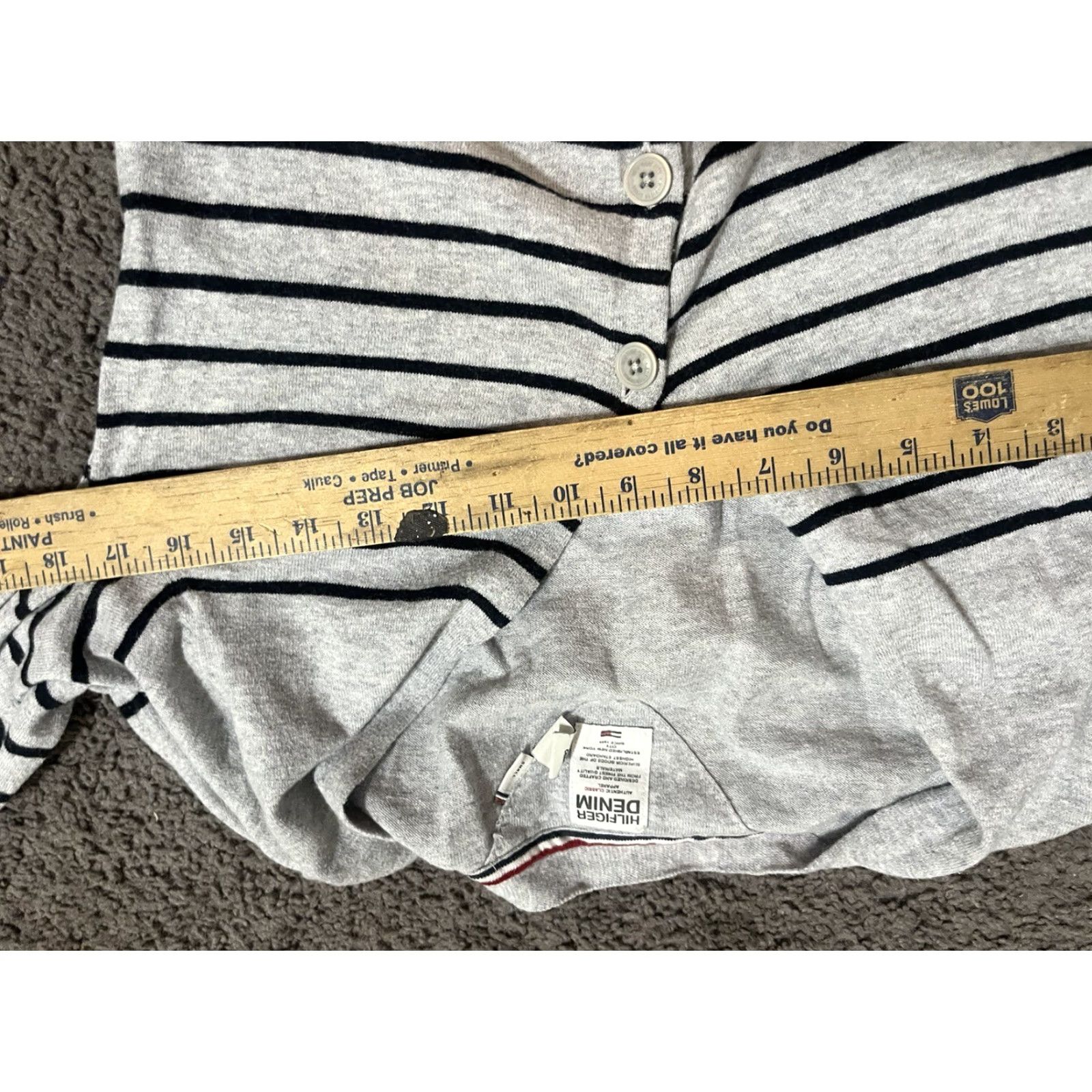 Tommy Hilfiger TOMMY HILFIGER Cardigan Women Size Small Cream Gray Stripes Cotton Cardigan Women Small Gray Stripe 100% Cotton Knit Sweater Size S / US 4 / IT 40 - 4 Thumbnail