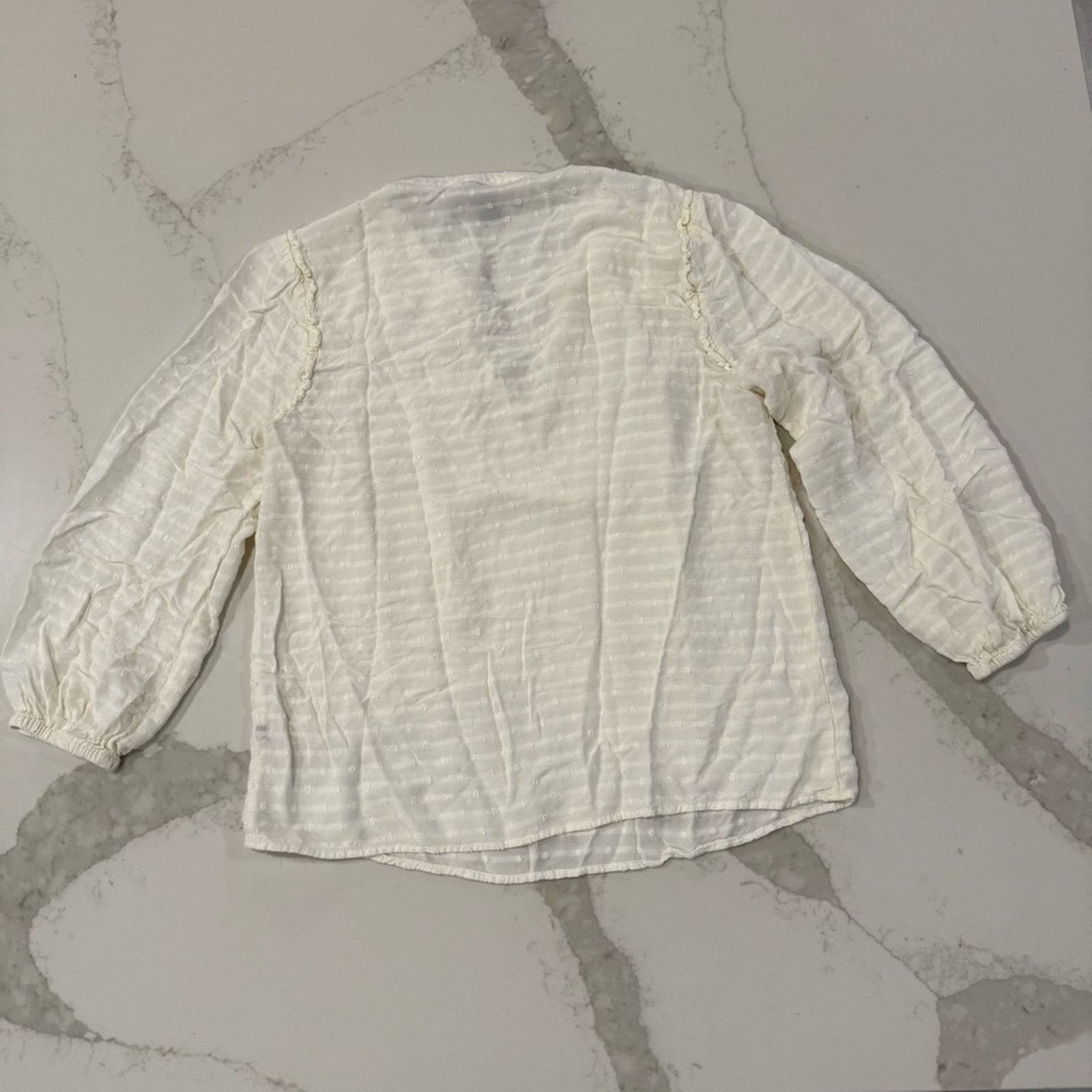 Paige PAIGE Textured Swiss Dot Peasant Blouse Women’s Small Ivory Size S / US 4 / IT 40 - 6 Thumbnail