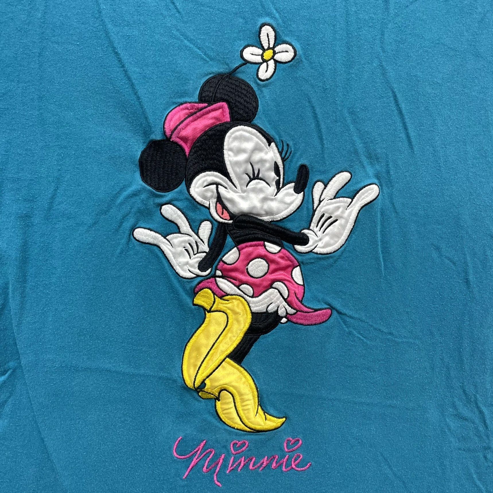Disney VINTAGE Minnie Mouse T-Shirt Small Blue Embroidered Disney Store Short Sleeve Shirt Unisex S 1990s Mens Womens Boys Girls Size US S / EU 44-46 / 1 - 3 Thumbnail