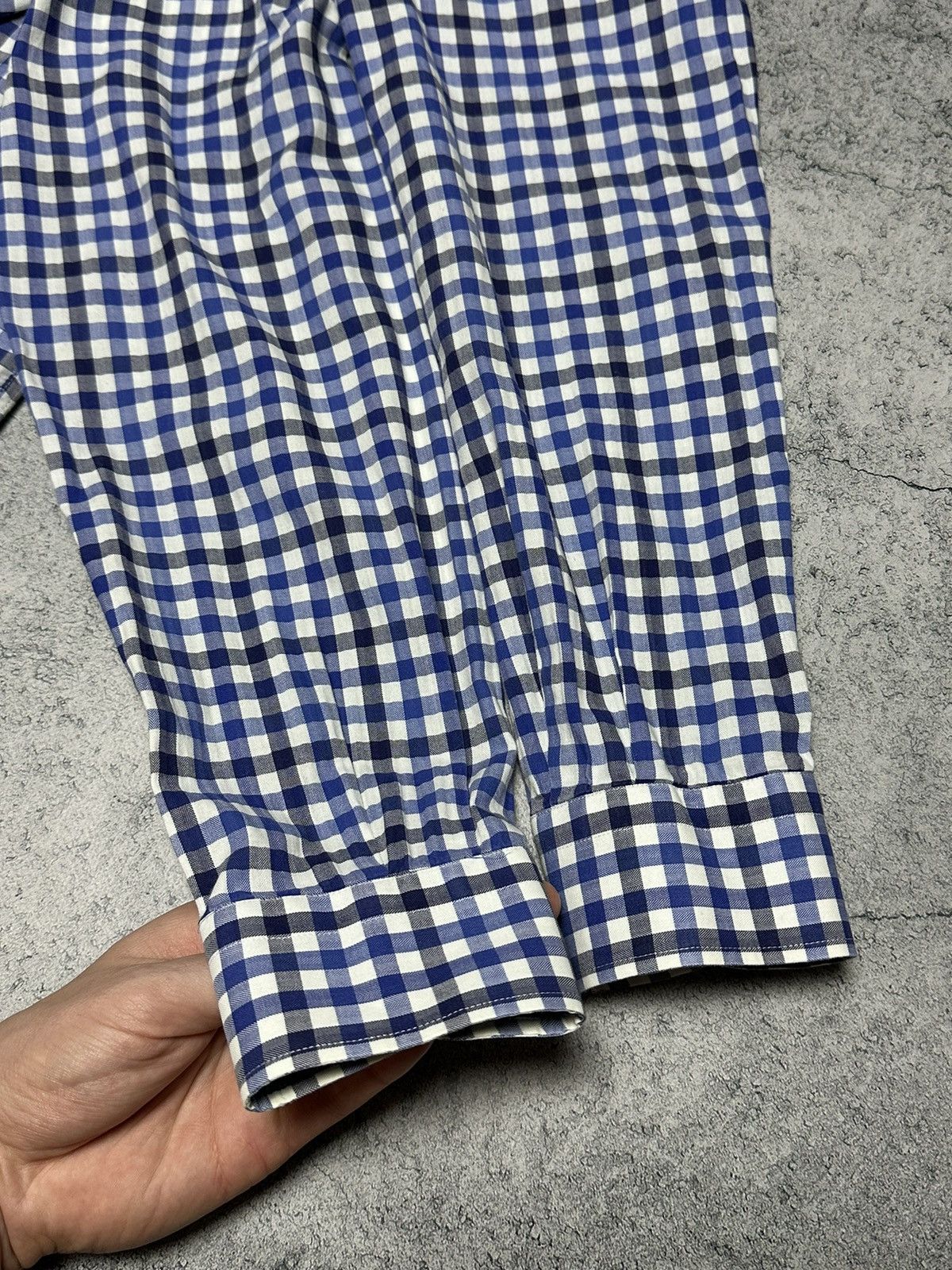 Etro Etro Checkered Blue & White Long Sleeve Shirt Size US L / EU 52-54 / 3 - 12 Thumbnail