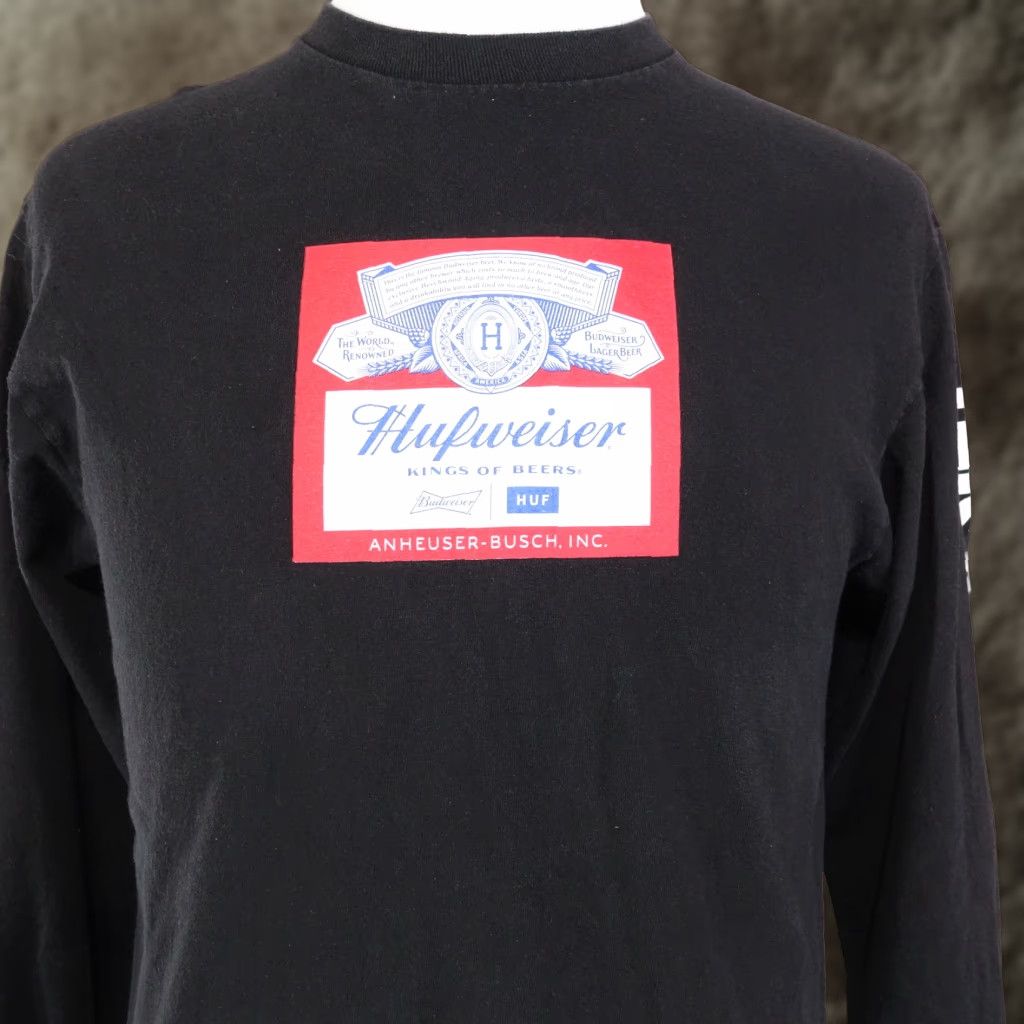 Huf HUF Budweiser Collab Streetwear Long Sleeve T-Shirt Black Medium Unisex Adults Size US M / EU 48-50 / 2 - 1 Thumbnail