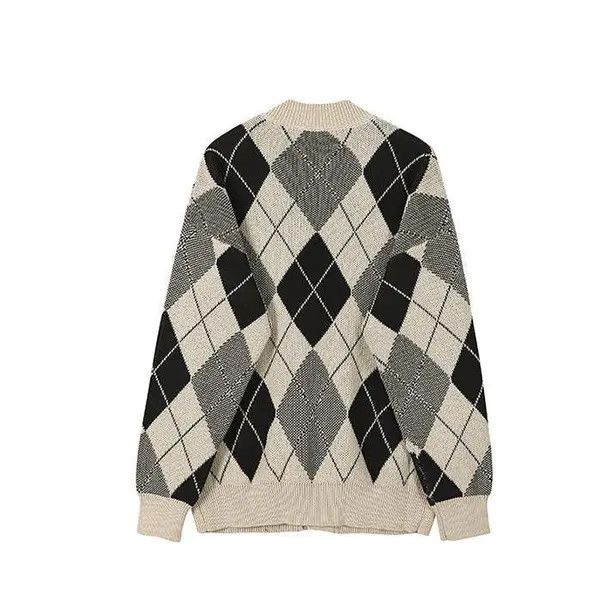 VIBE Argyle Graphic Knit Cardigan Sweater Size US M / EU 48-50 / 2 - 8 Thumbnail