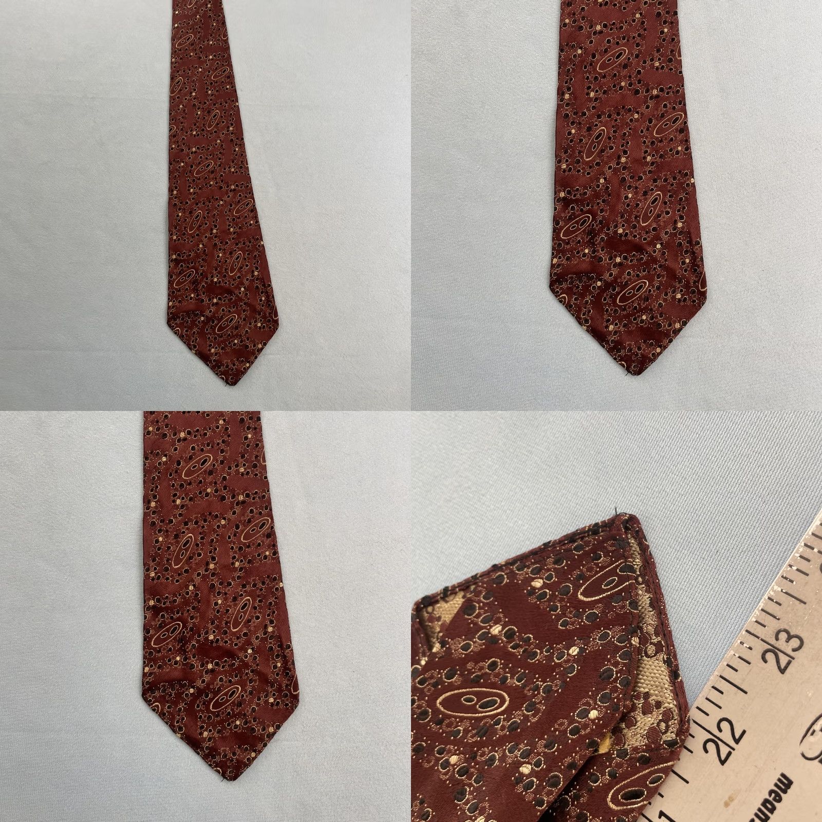 MCM VINTAGE Golden Shuttle Fabric McCurrach Tie Woven Foulard Red White Dots 4x56 Silk Neckwear Tie Men MCM Vintage Rockabilly Capsule 1940s Size ONE SIZE - 11 Thumbnail