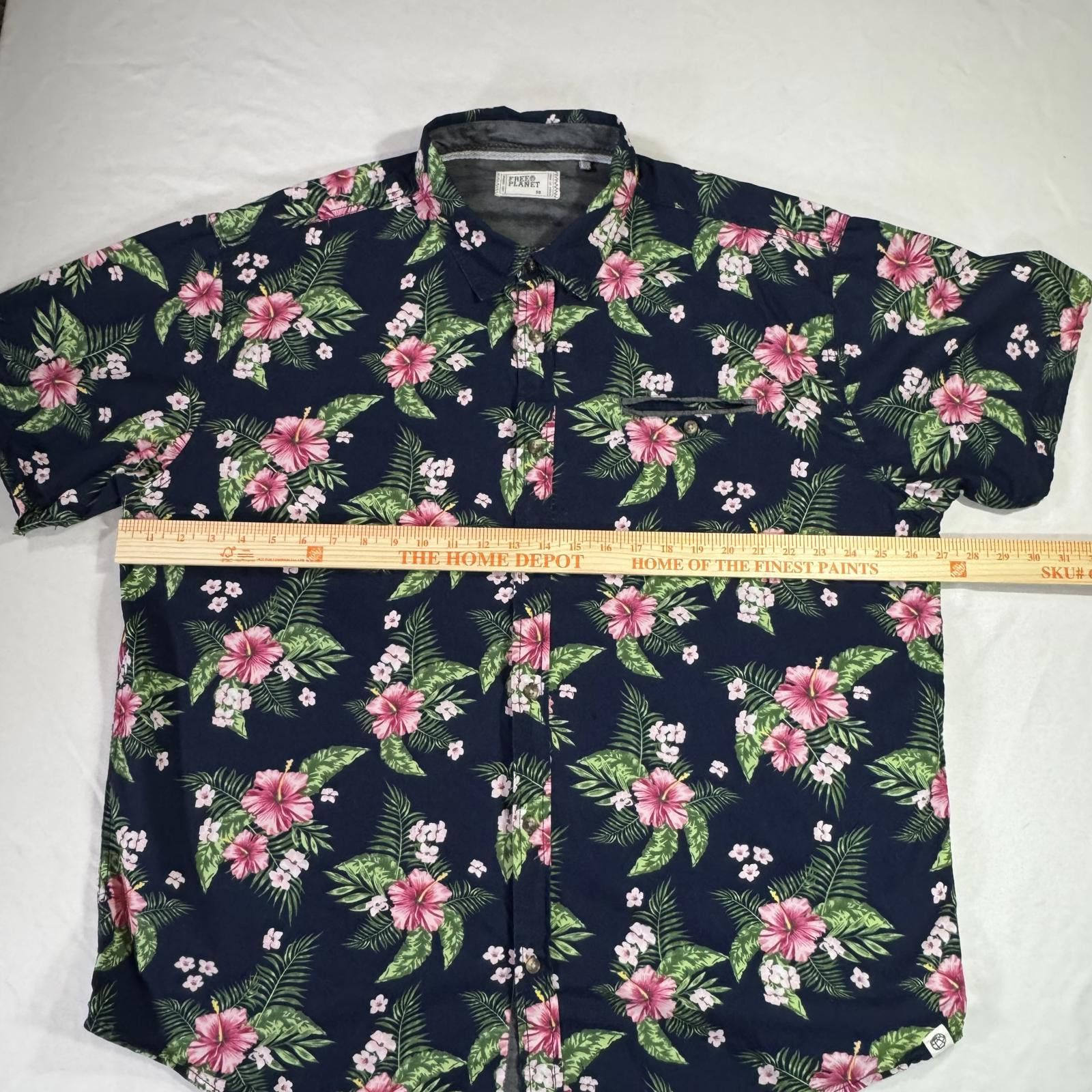 Free People FREE PLANET Button Up Shirt Men's 3X Blue Sleeve Hawaiian Size US XXL / EU 58 / 5 - 8 Thumbnail