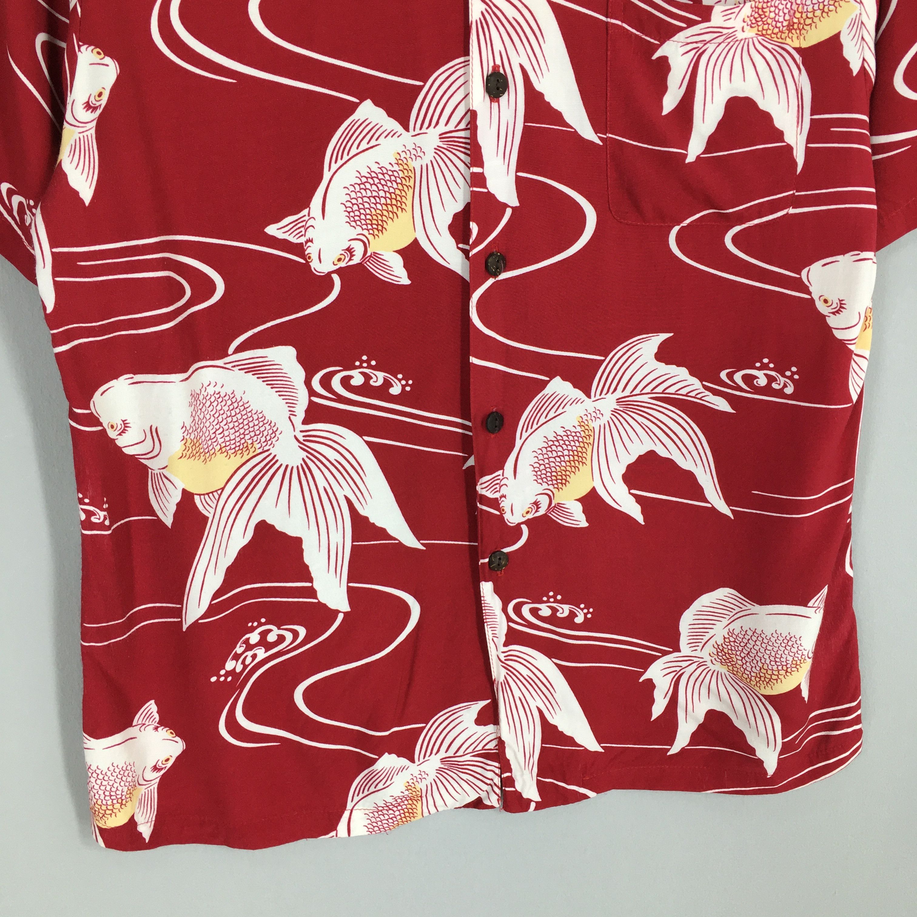 IOLANI Vintage 1980s Iolani Hawaiian Gold Fish Rayon Shirt Large Size US M / EU 48-50 / 2 - 4 Thumbnail