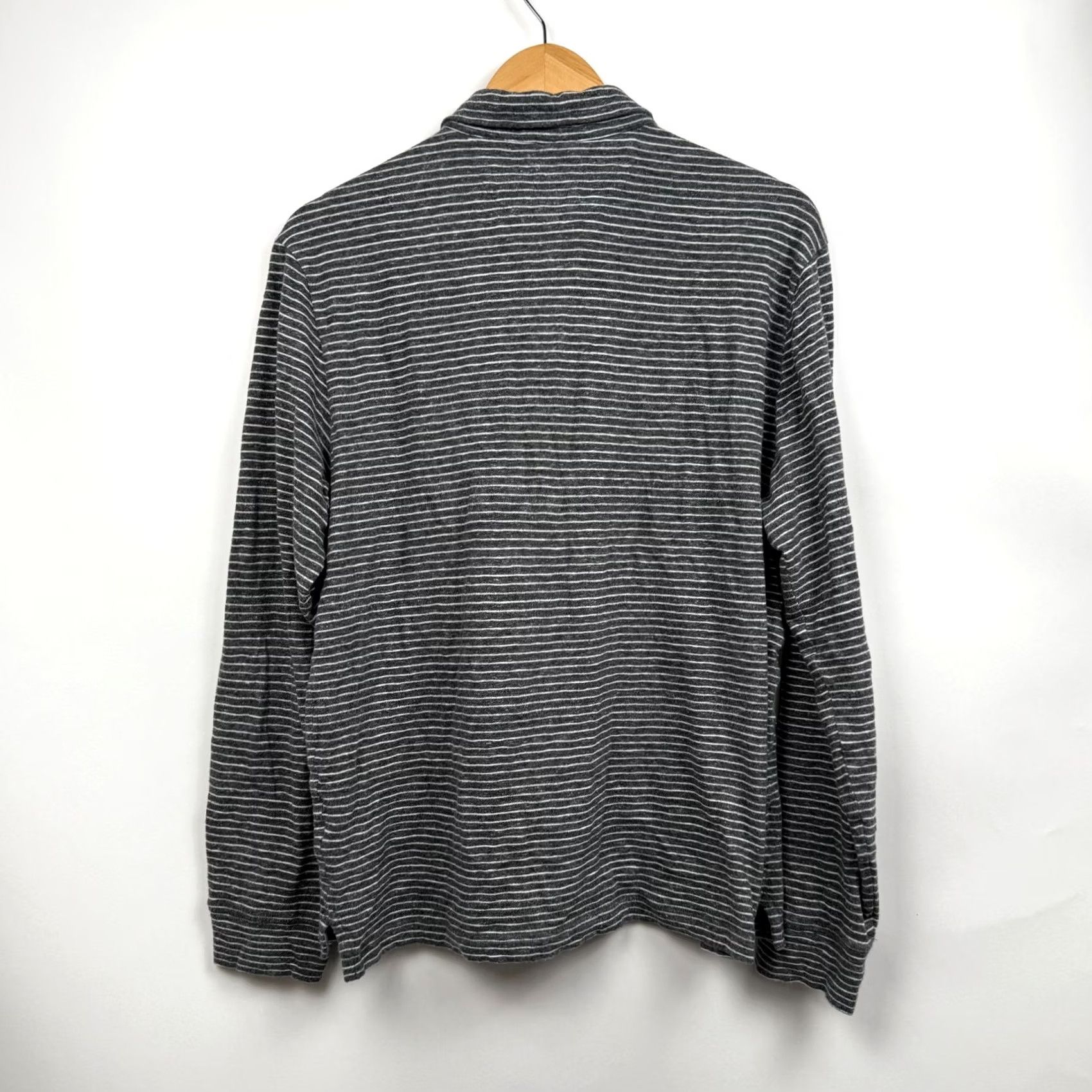 Faherty Faherty Shirt Polo Long Sleeve Striped Gray Organic Cotton Mens Medium Size US M / EU 48-50 / 2 - 8 Thumbnail
