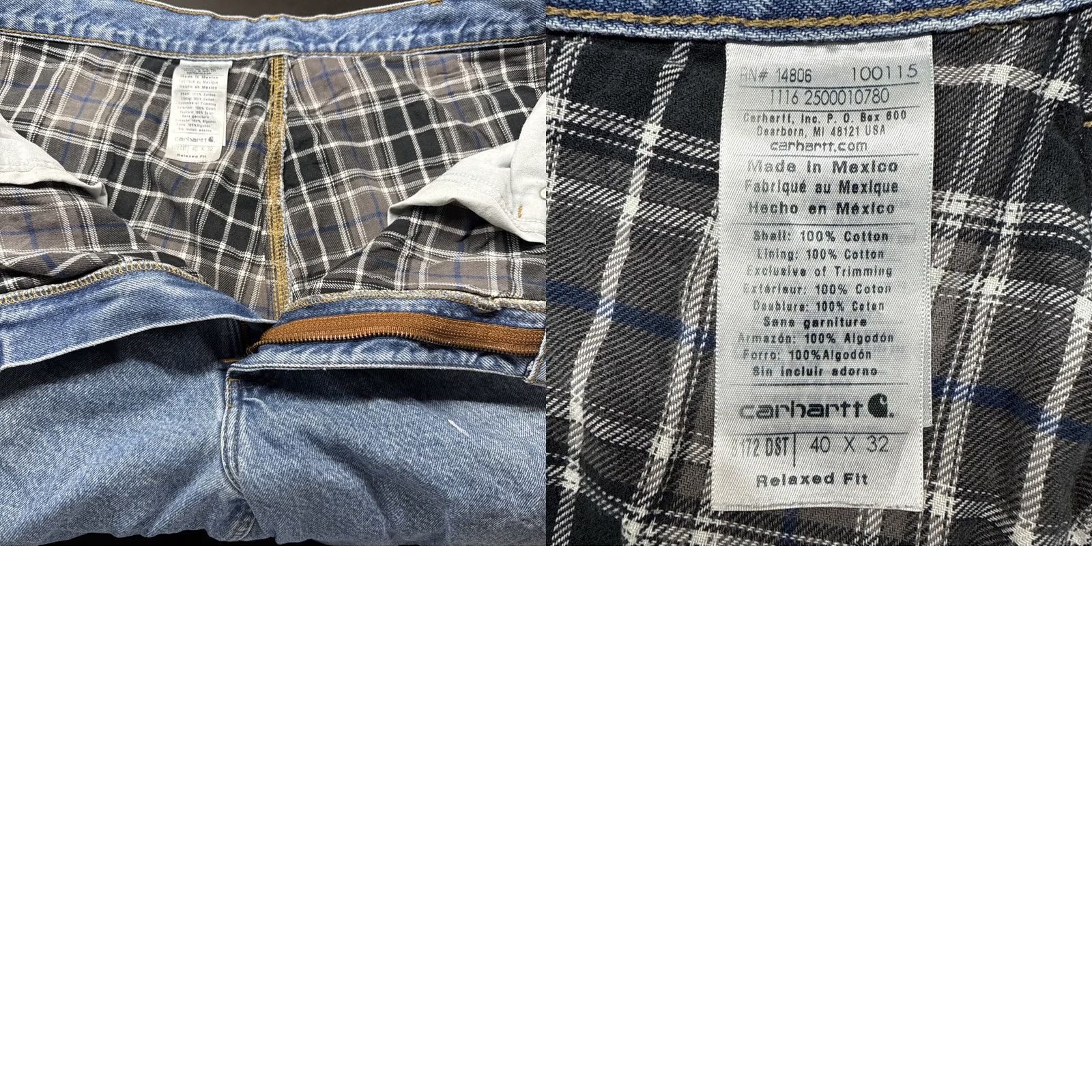 Carhartt CARHARTT Jeans Relaxed Denim 38x31 5-Pocket Lined Plaid Blue Men’s Size 38 Inseam 31 Vintage No Size US 38 / EU 54 - 8 Thumbnail
