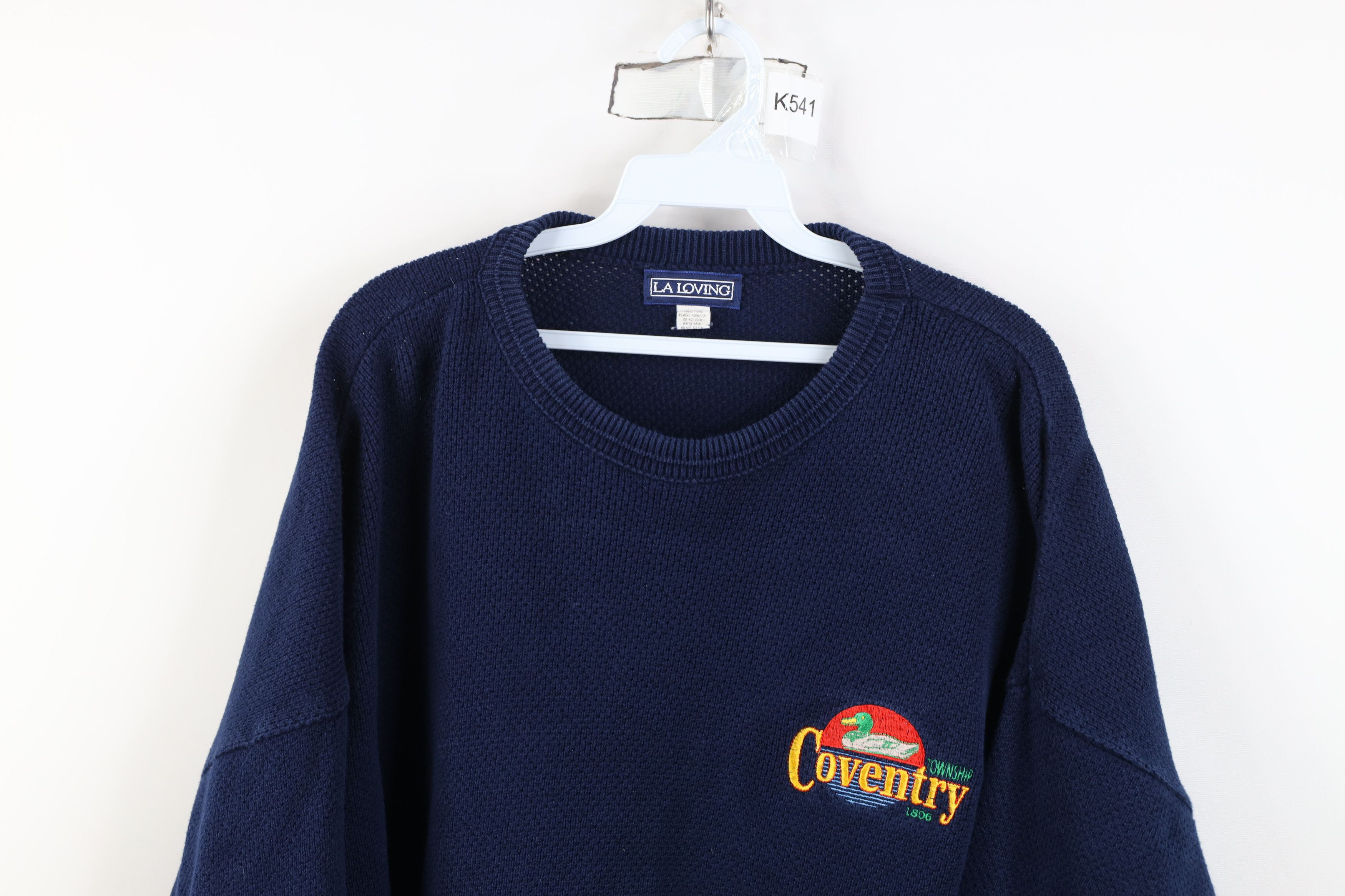 Vintage Vintage 90s Coventry Township Ohio Knit Sweater Blue USA Size US XXL / EU 58 / 5 - 2 Thumbnail