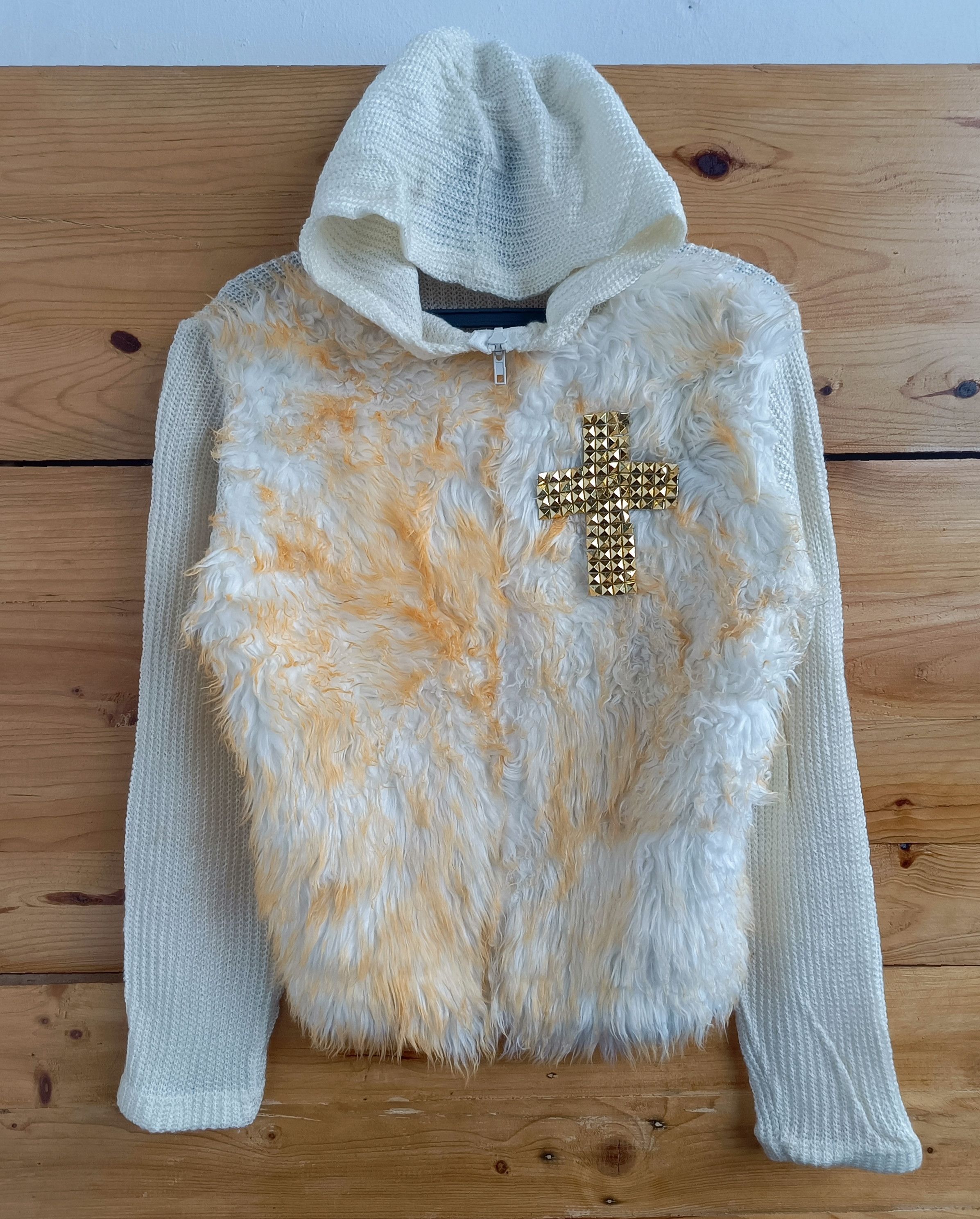 Faux Fur Cross KNICK KNACK Fur Hoodie Knit Lgb style