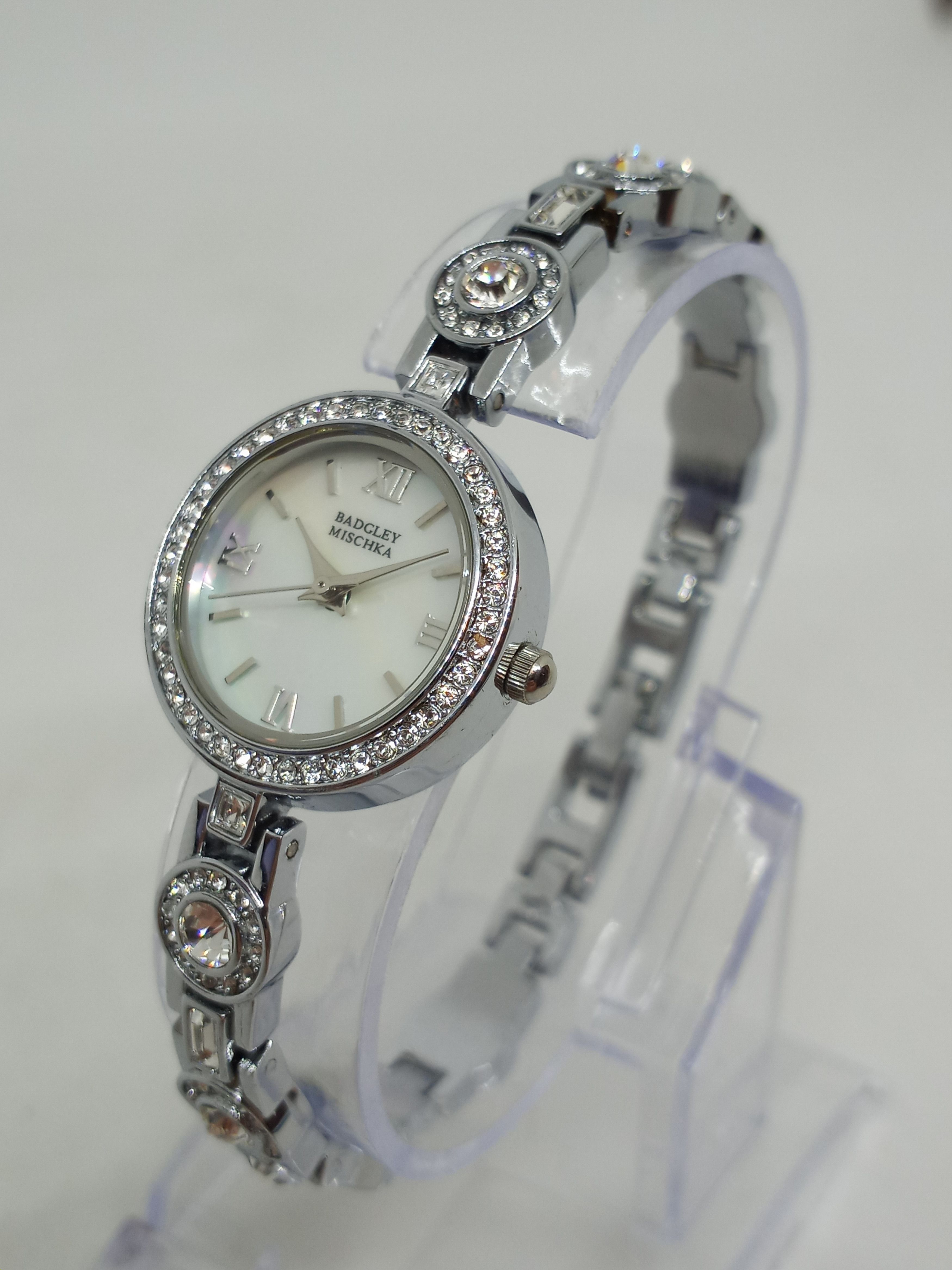New in Box Badgley Mischka Silver with Diamond Accent Watch Badgley Mischka Diamond studded Watch DETAILS: - Mother of  main image 2