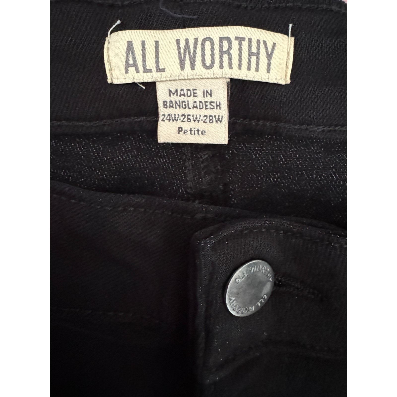 Other ALL WORTHY Black Stretch Jeans P 24W 26W 28W Cotton Blend Size 39" - 9 Thumbnail
