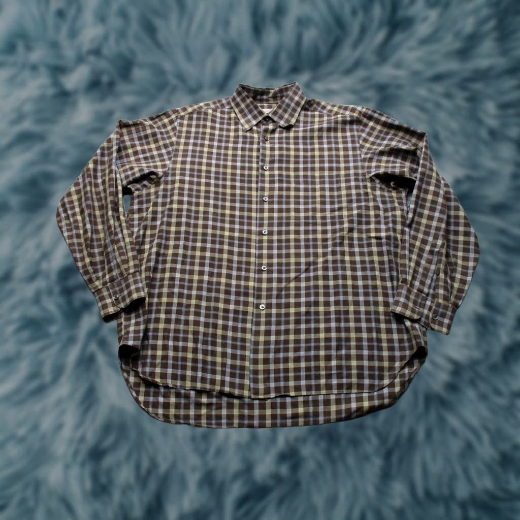 Billy Reid Billy Reid Shirt Mens XL Brown Plaid Button Front Long Sleeve Made In Italy Size US XL / EU 56 / 4 - 1 Thumbnail
