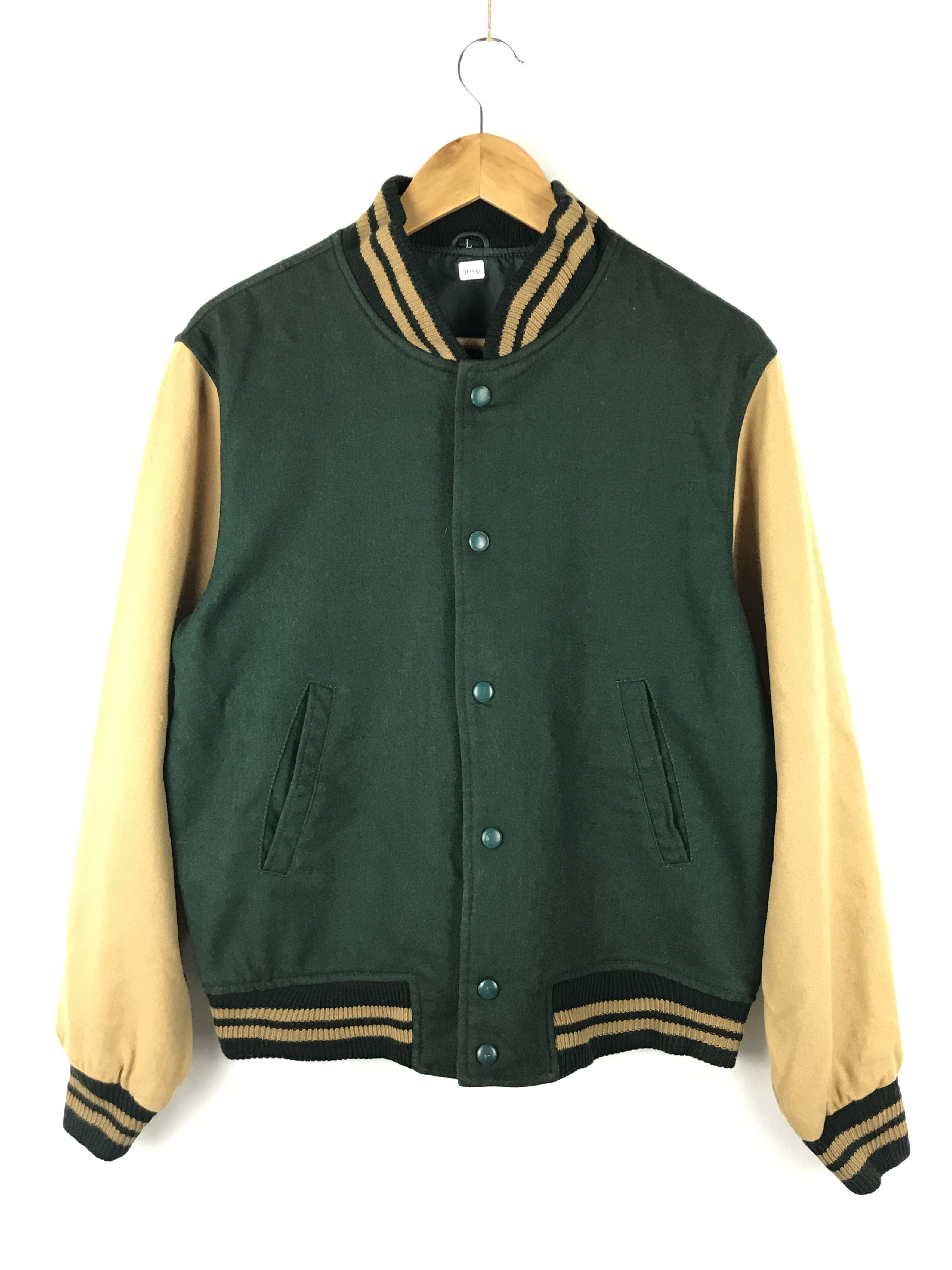 image of Unbrnd x Varsity Jacket Vintage Unbrand Varsity Jacket in Green, Men's (Size Small)