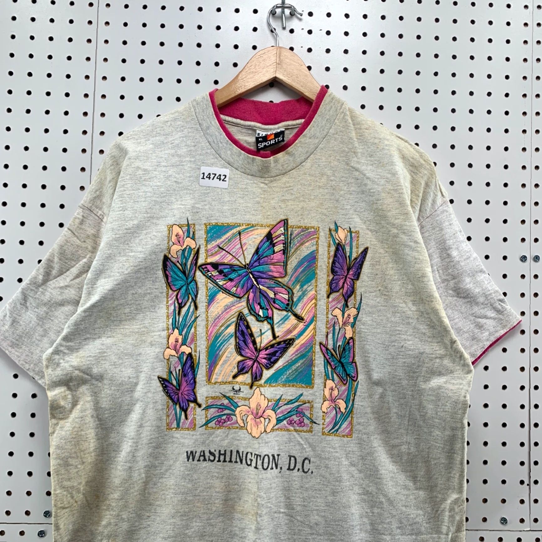 Pinko VINTAGE Signal Butterfly Shirt Washington DC Gray Pink Trim XL T-Shirt Unisex Adults Size US XL / EU 56 / 4 - 7 Thumbnail